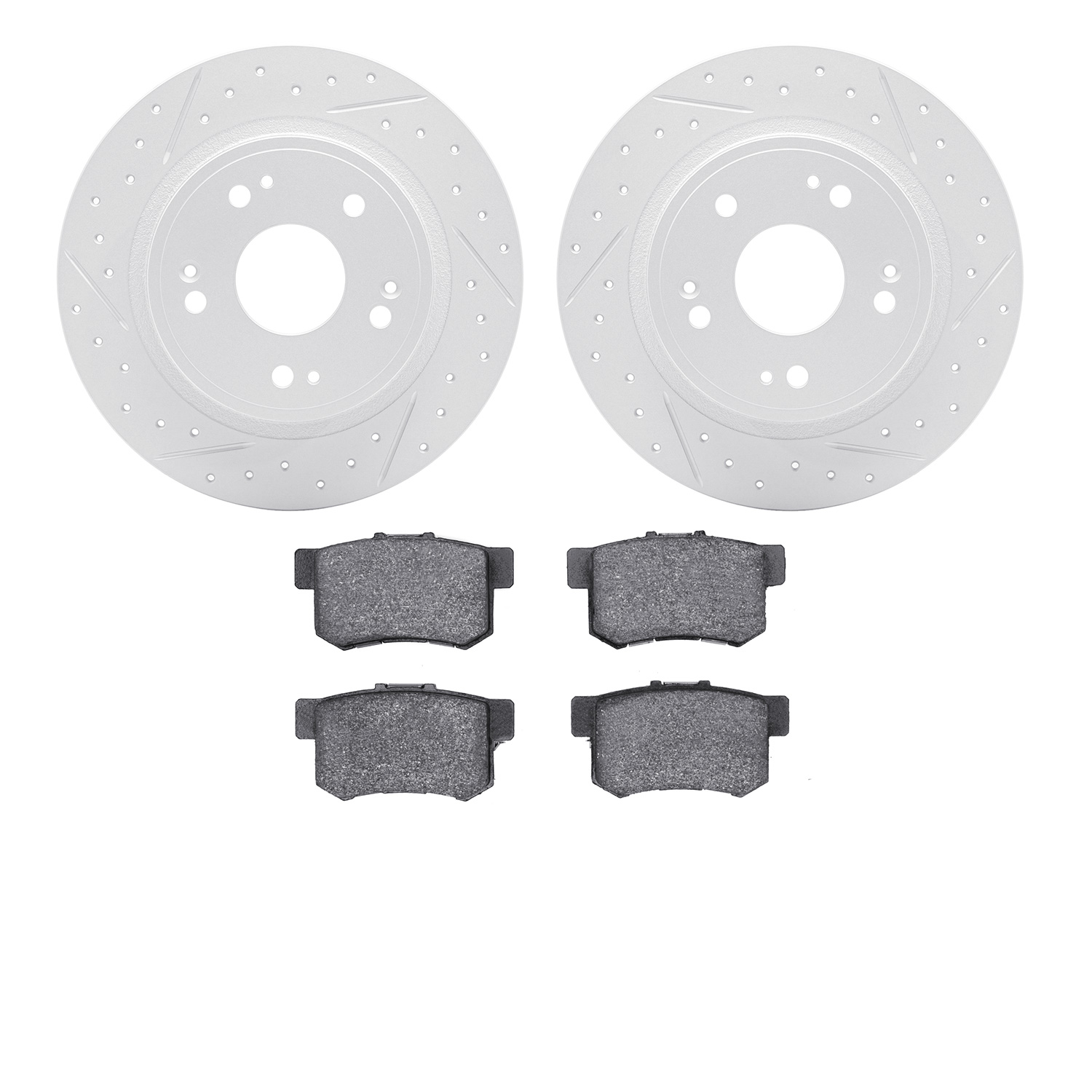 2502-59031 Geoperformance Drilled/Slotted Rotors w/5000 Advanced Brake Pads Kit, Fits Select Acura/Honda, Position: Rear