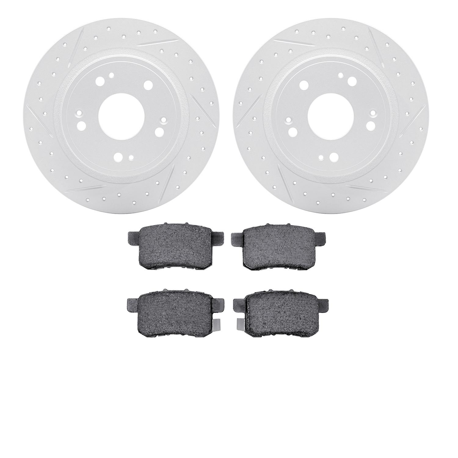 2502-59032 Geoperformance Drilled/Slotted Rotors w/5000 Advanced Brake Pads Kit, 2008-2017 Acura/Honda, Position: Rear