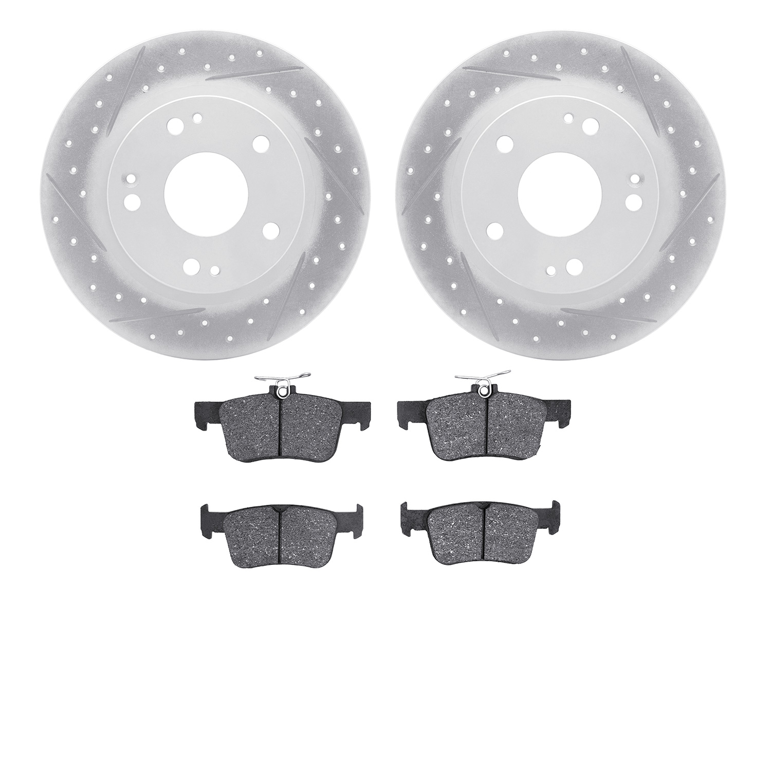 2502-59087 Geoperformance Drilled/Slotted Rotors w/5000 Advanced Brake Pads Kit, Fits Select Acura/Honda, Position: Rear