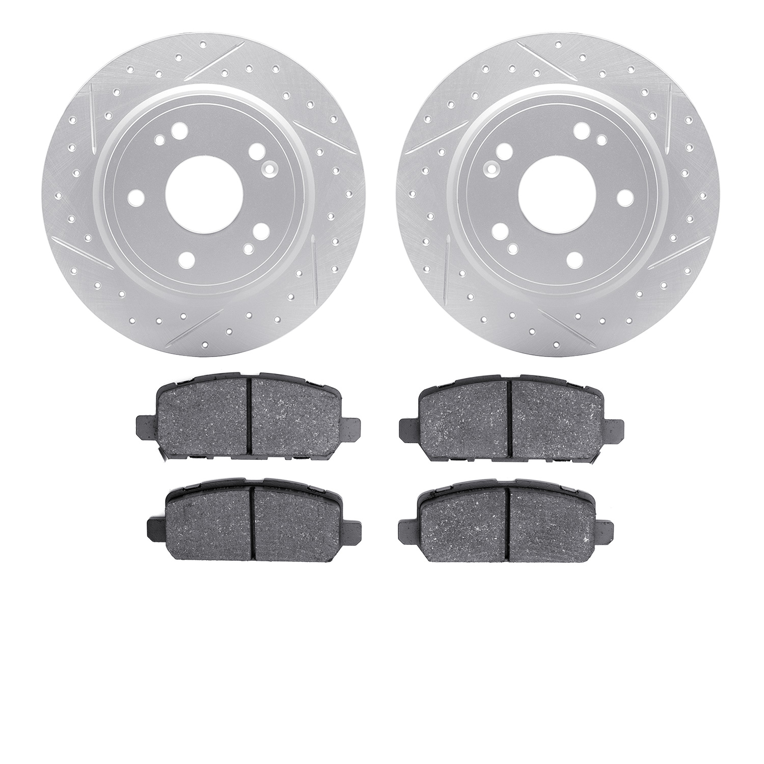 2502-59118 Geoperformance Drilled/Slotted Rotors w/5000 Advanced Brake Pads Kit, Fits Select Acura/Honda, Position: Rear