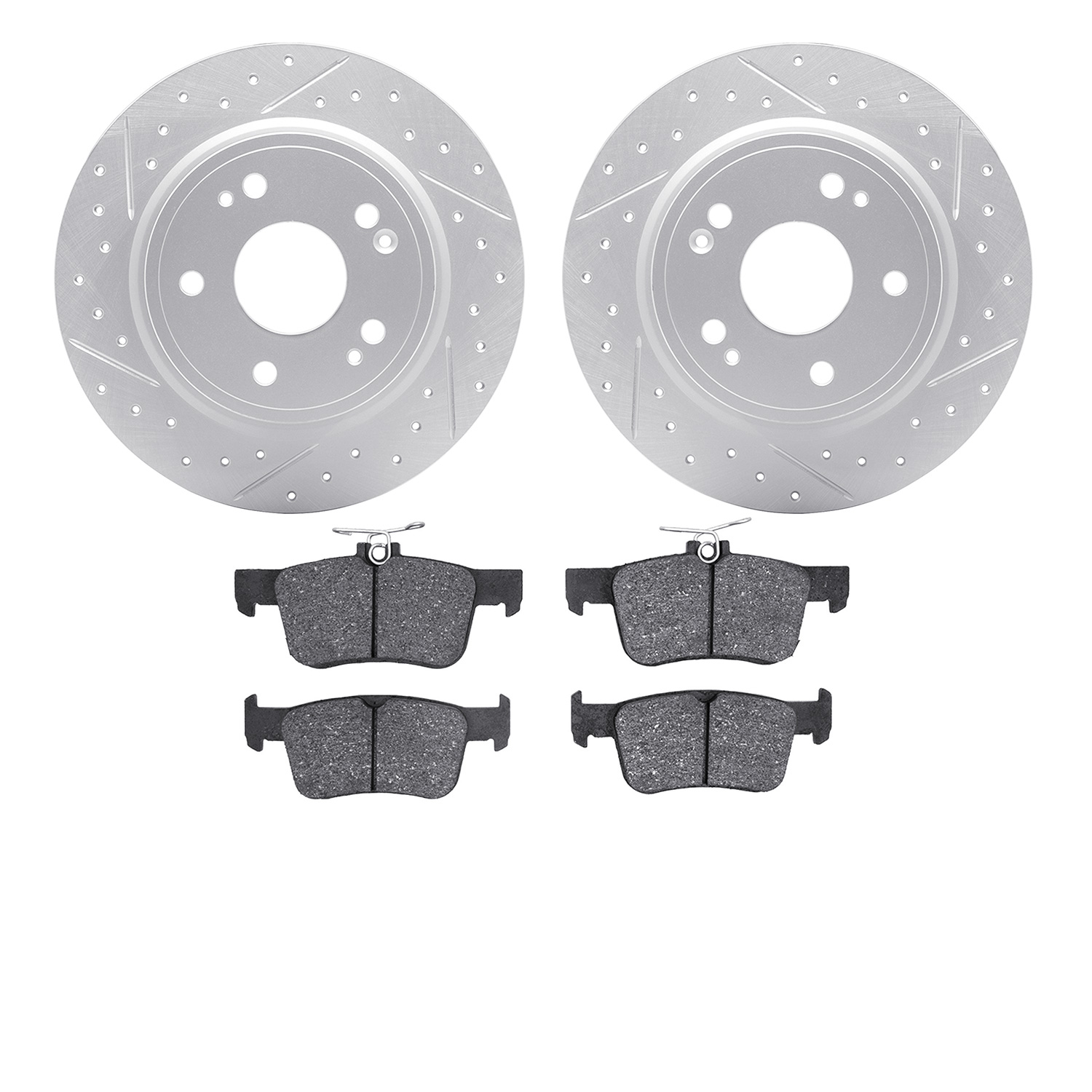 2502-59119 Geoperformance Drilled/Slotted Rotors w/5000 Advanced Brake Pads Kit, 2018-2020 Acura/Honda, Position: Rear