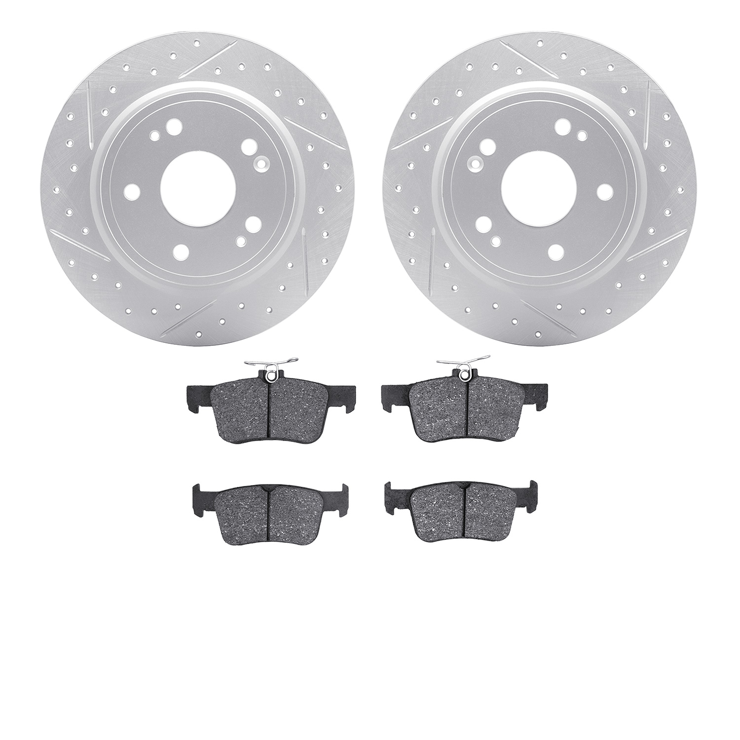 2502-59120 Geoperformance Drilled/Slotted Rotors w/5000 Advanced Brake Pads Kit, Fits Select Acura/Honda, Position: Rear