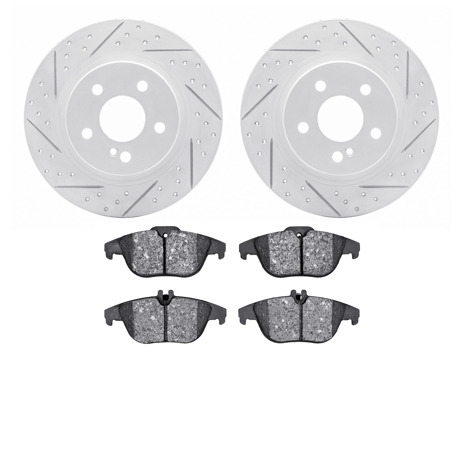 2502-63034 Geoperformance Drilled/Slotted Rotors w/5000 Advanced Brake Pads Kit, 2010-2015 Mercedes-Benz, Position: Rear