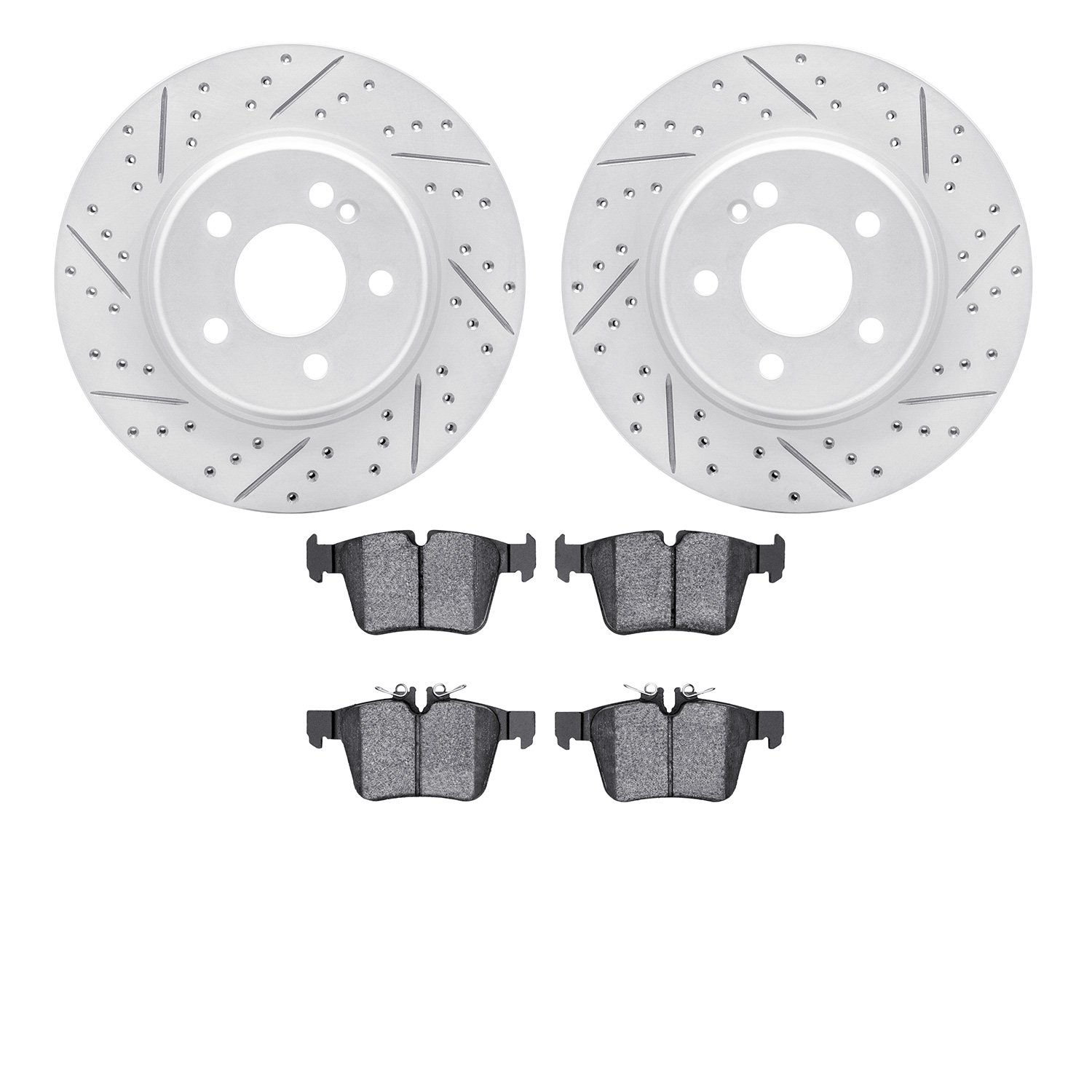 2502-63047 Geoperformance Drilled/Slotted Rotors w/5000 Advanced Brake Pads Kit, Fits Select Mercedes-Benz, Position: Rear