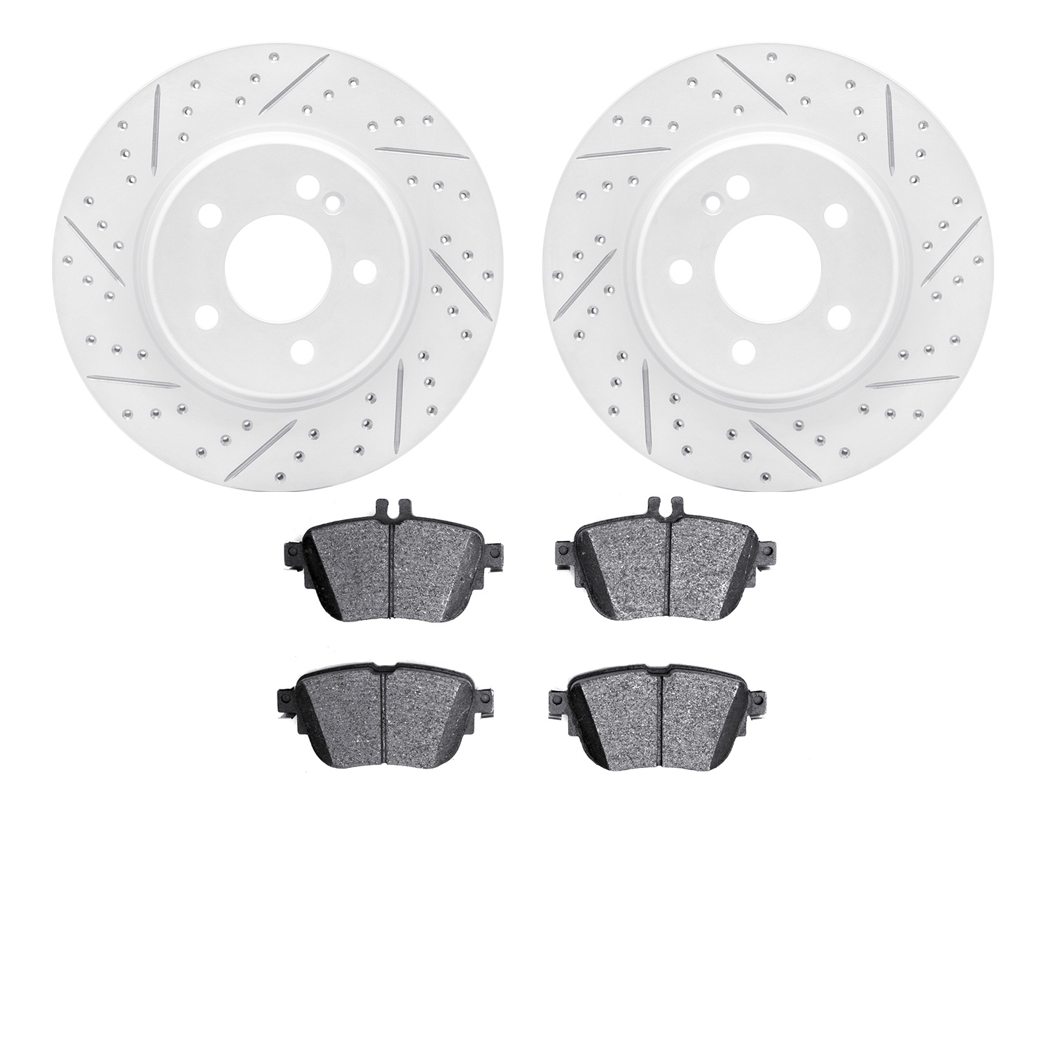 2502-63048 Geoperformance Drilled/Slotted Rotors w/5000 Advanced Brake Pads Kit, 2017-2019 Mercedes-Benz, Position: Rear