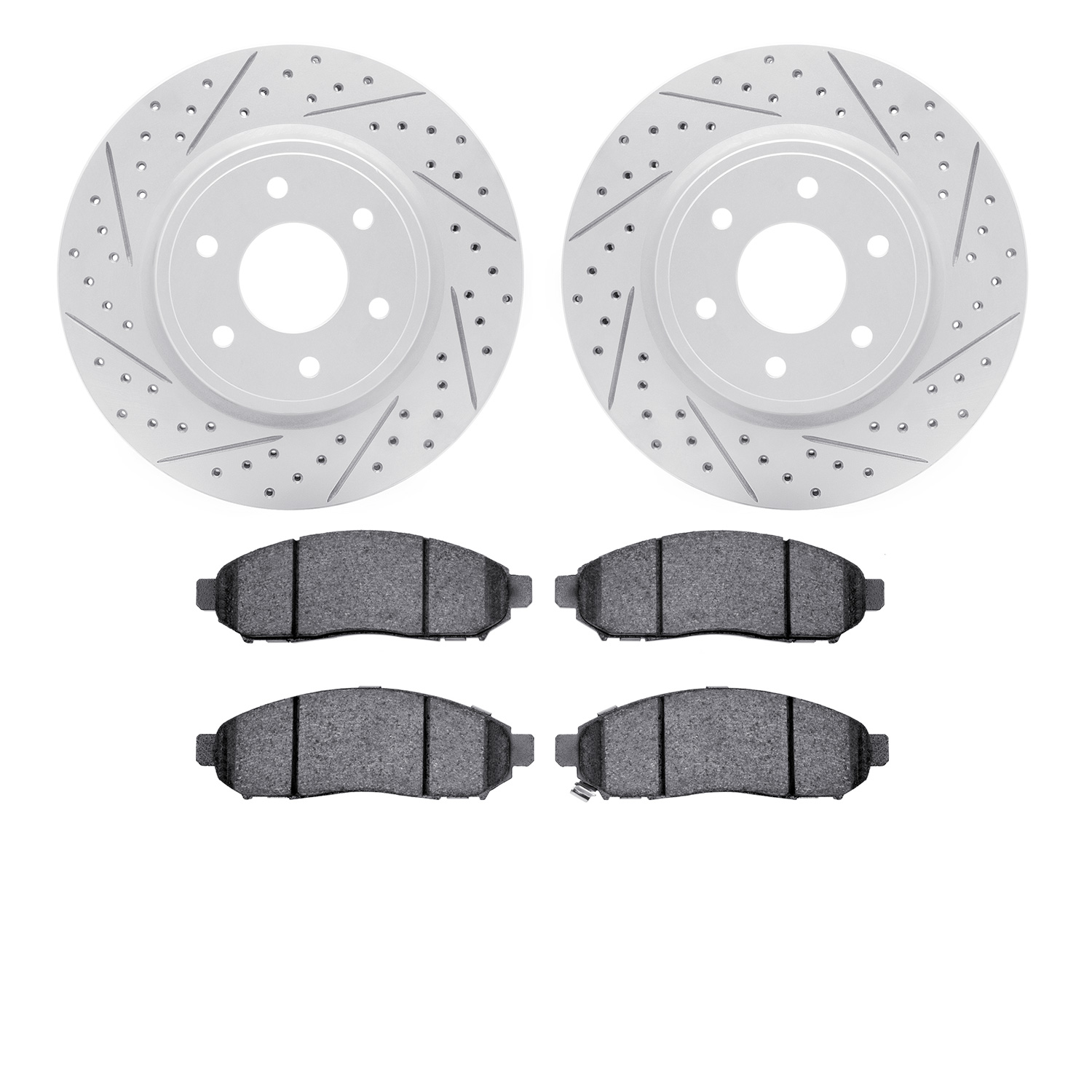 2502-67107 Geoperformance Drilled/Slotted Rotors w/5000 Advanced Brake Pads Kit, Fits Select Multiple Makes/Models, Position: Fr