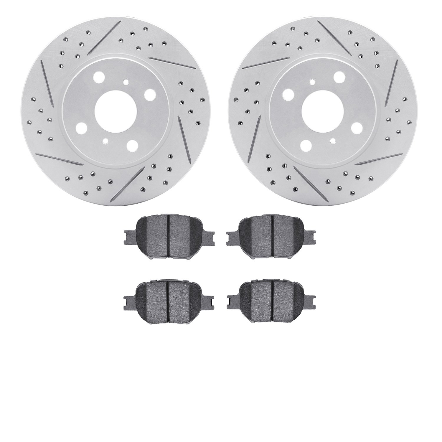 2502-76013 Geoperformance Drilled/Slotted Rotors w/5000 Advanced Brake Pads Kit, 2000-2010 Lexus/Toyota/Scion, Position: Front