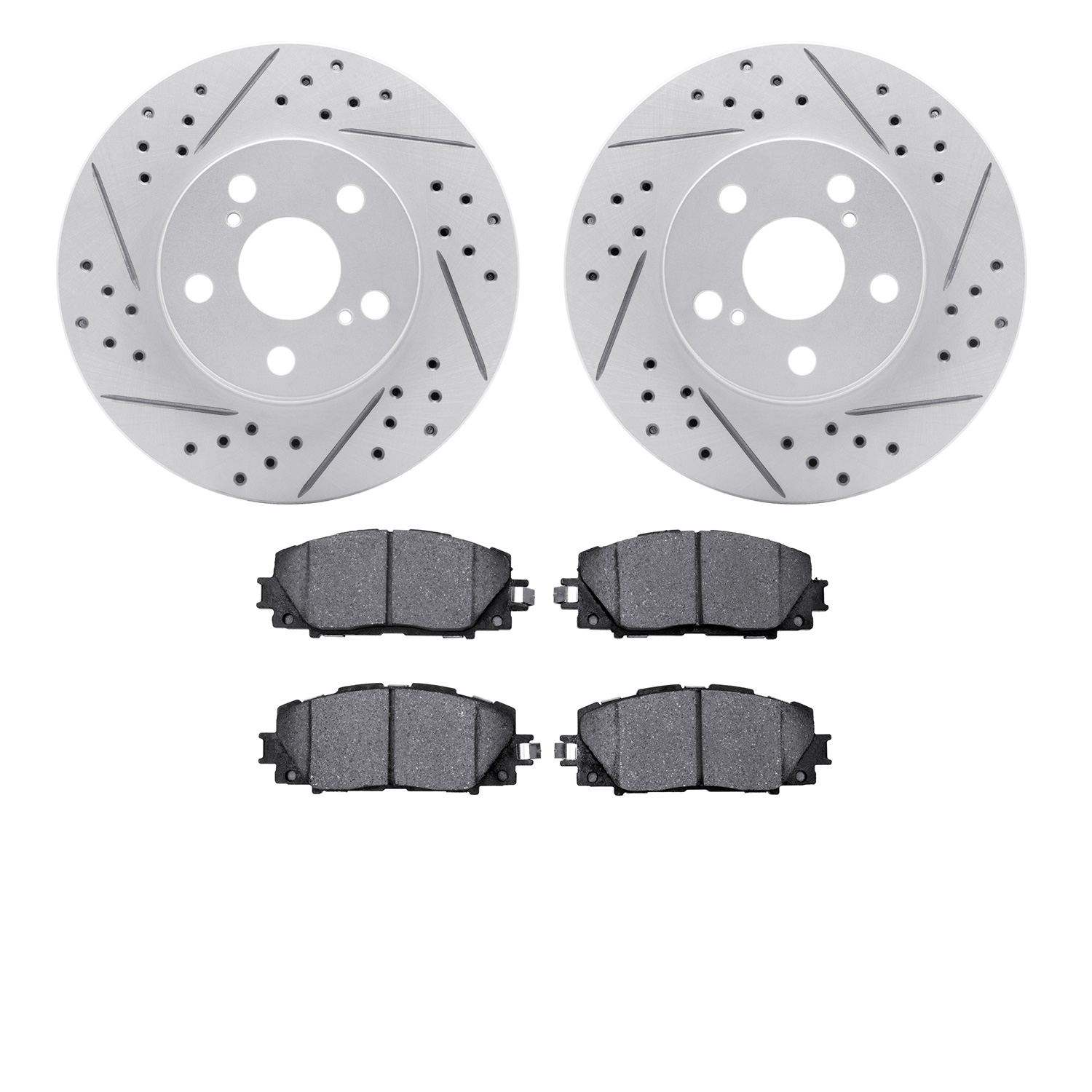 2502-76044 Geoperformance Drilled/Slotted Rotors w/5000 Advanced Brake Pads Kit, 2010-2017 Lexus/Toyota/Scion, Position: Front