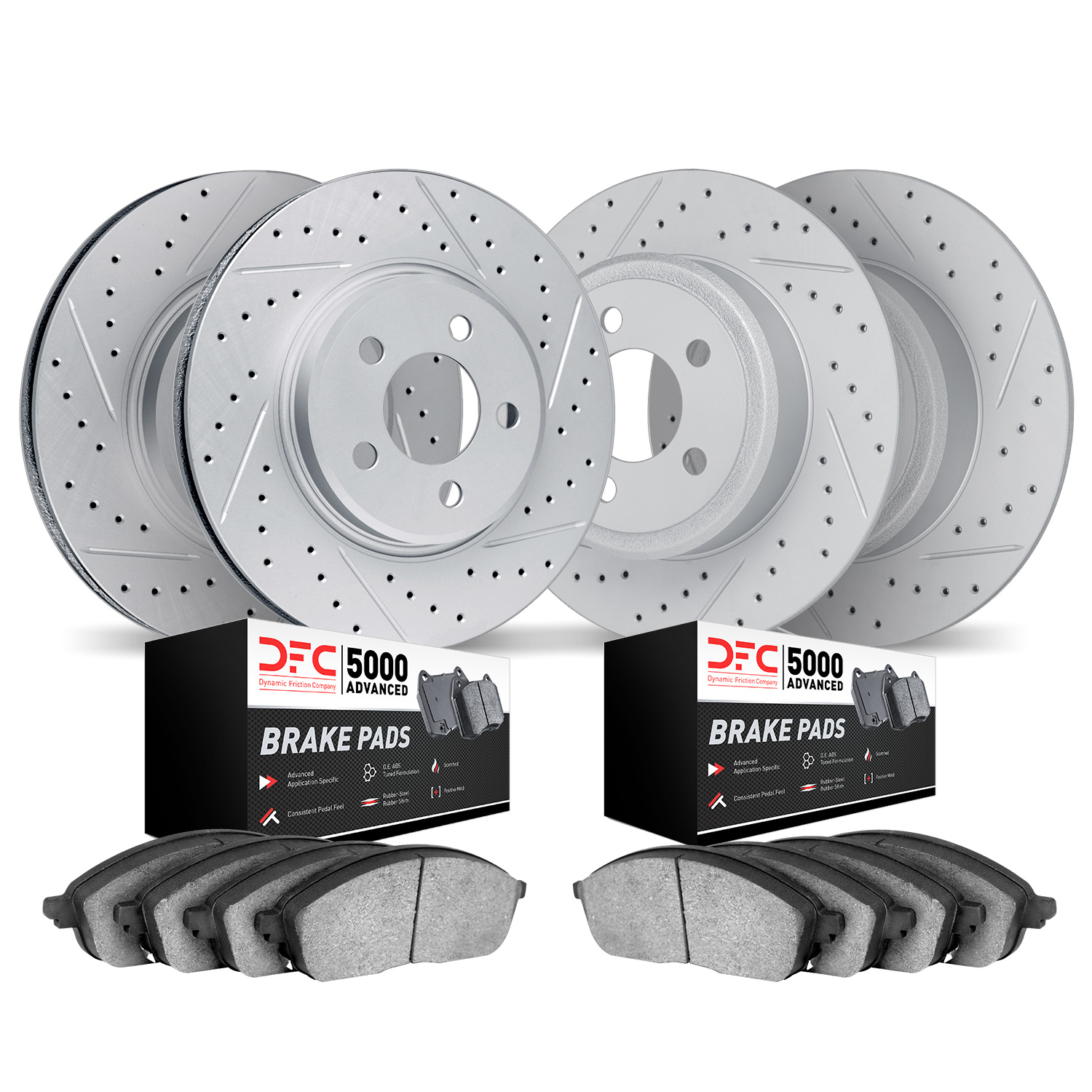 Rear Ceramic Brake Pad and Performance Drilled Slotted