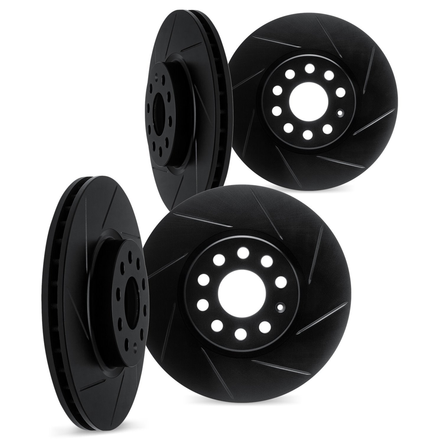 3004-11023 Slotted Brake Rotors [Black], Fits Select Land Rover, Position: Front and Rear