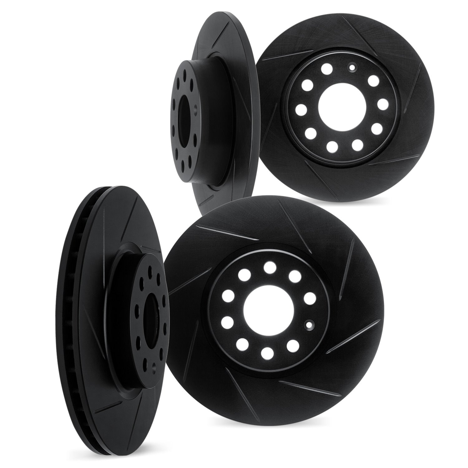 3004-27031 Slotted Brake Rotors [Black], 2008-2009 Volvo, Position: Front and Rear