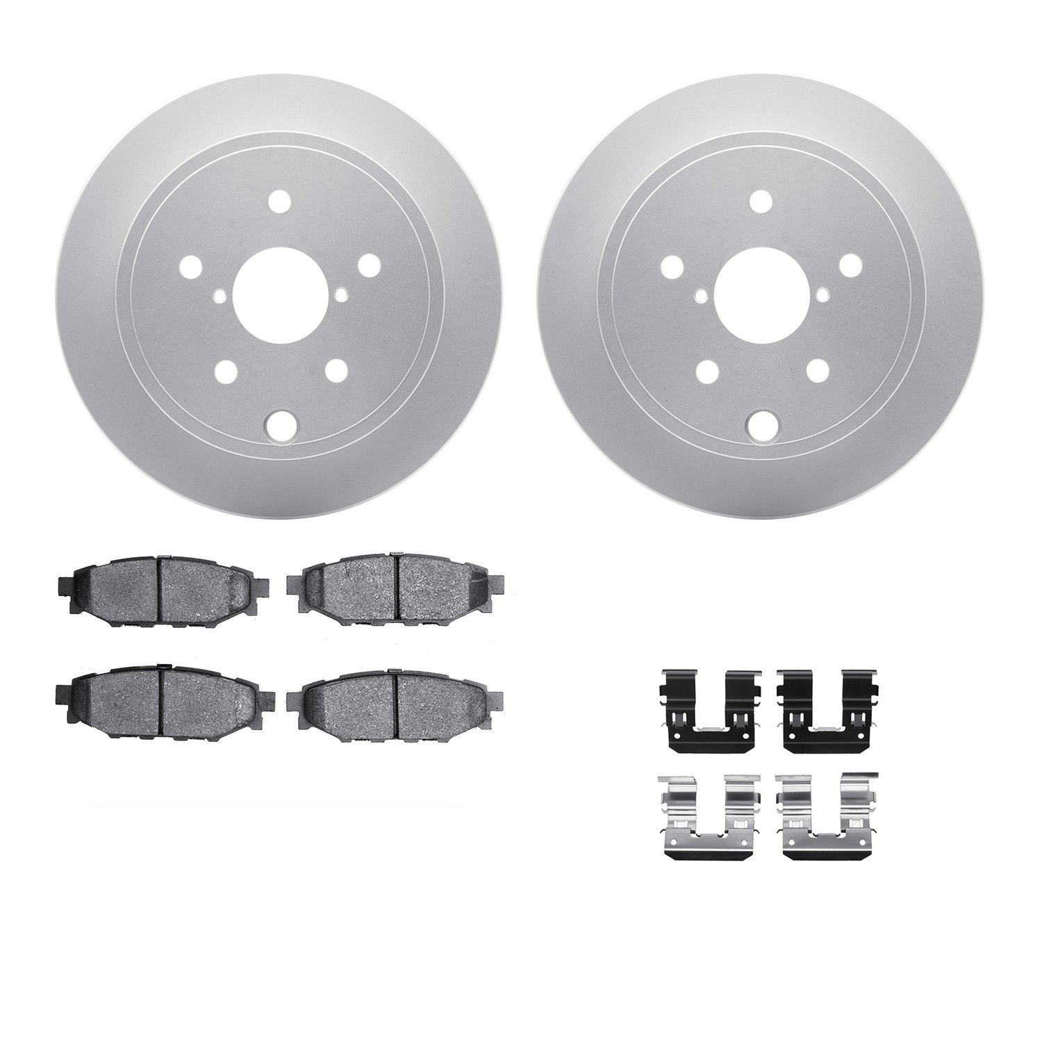 4312-13028 Geospec Brake Rotors with 3000-Series Ceramic Brake Pads & Hardware, 2015-2021 Subaru, Position: Rear