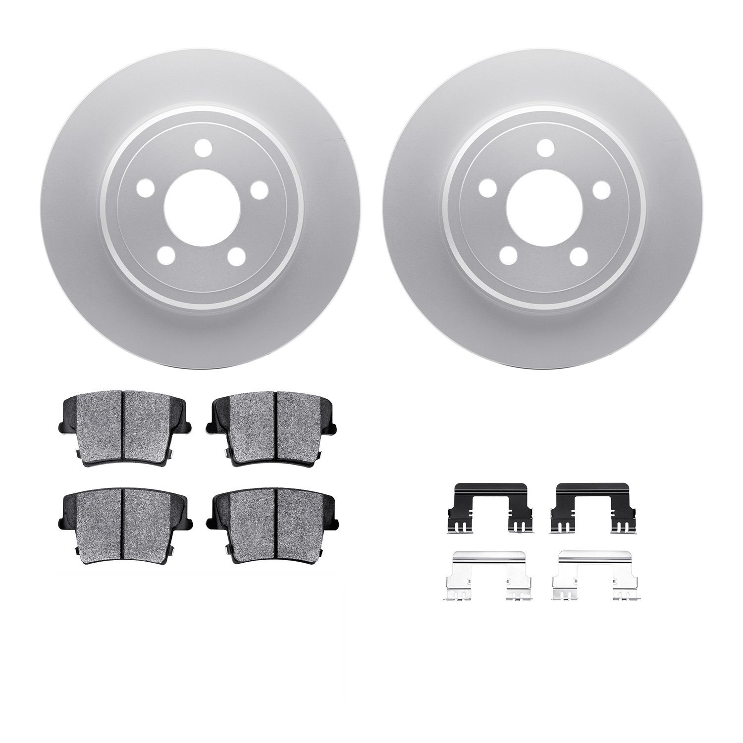 4312-39018 Geospec Brake Rotors with 3000-Series Ceramic Brake Pads & Hardware, Fits Select Mopar, Position: Rear