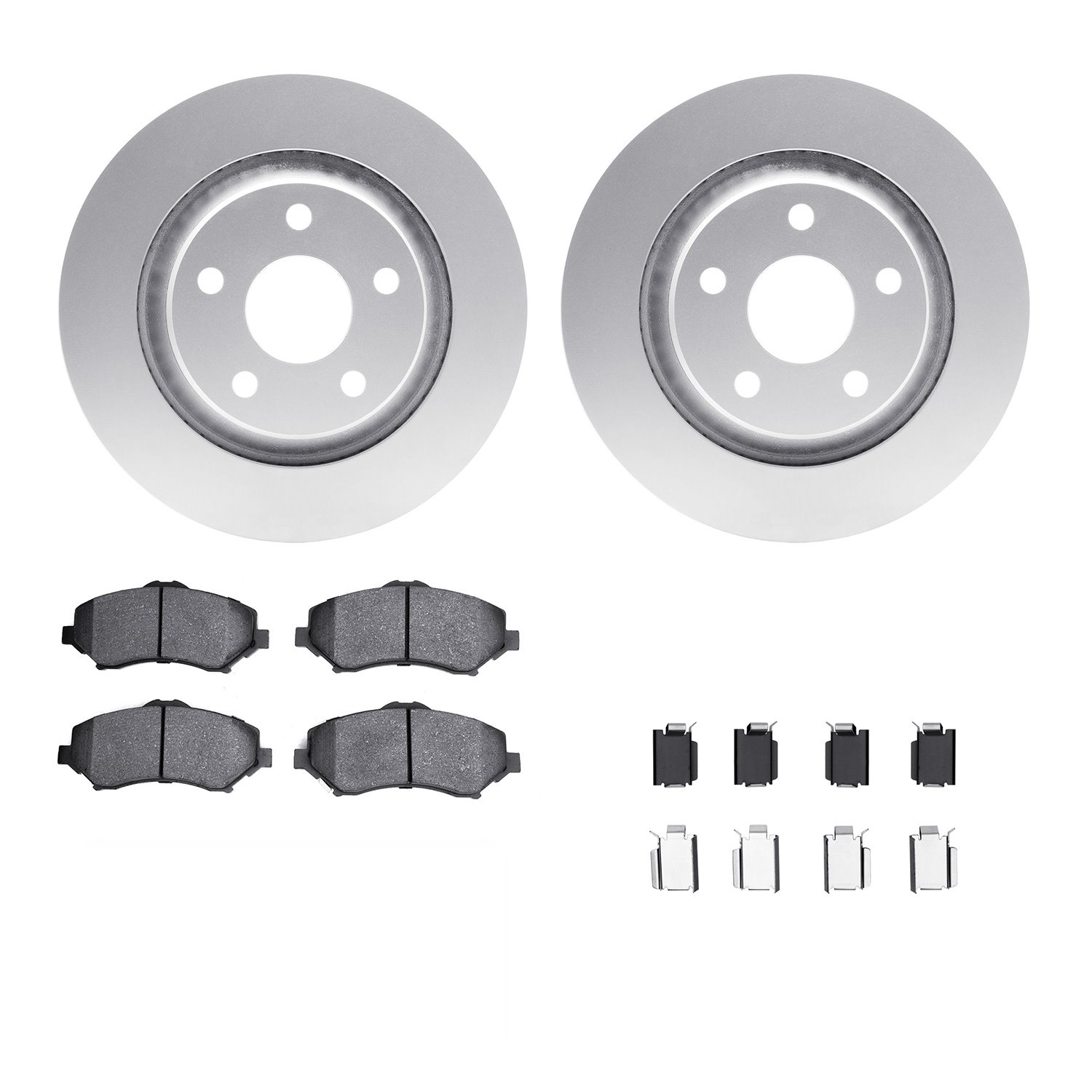 4312-42019 Geospec Brake Rotors with 3000-Series Ceramic Brake Pads & Hardware, 2012-2018 Mopar, Position: Front