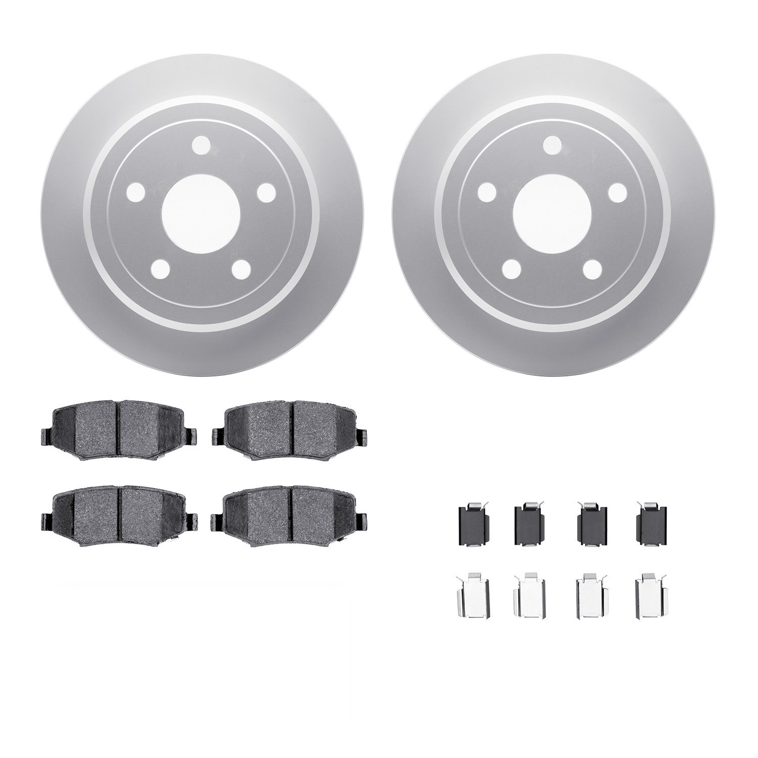 4312-42021 Geospec Brake Rotors with 3000-Series Ceramic Brake Pads & Hardware, 2007-2018 Mopar, Position: Rear