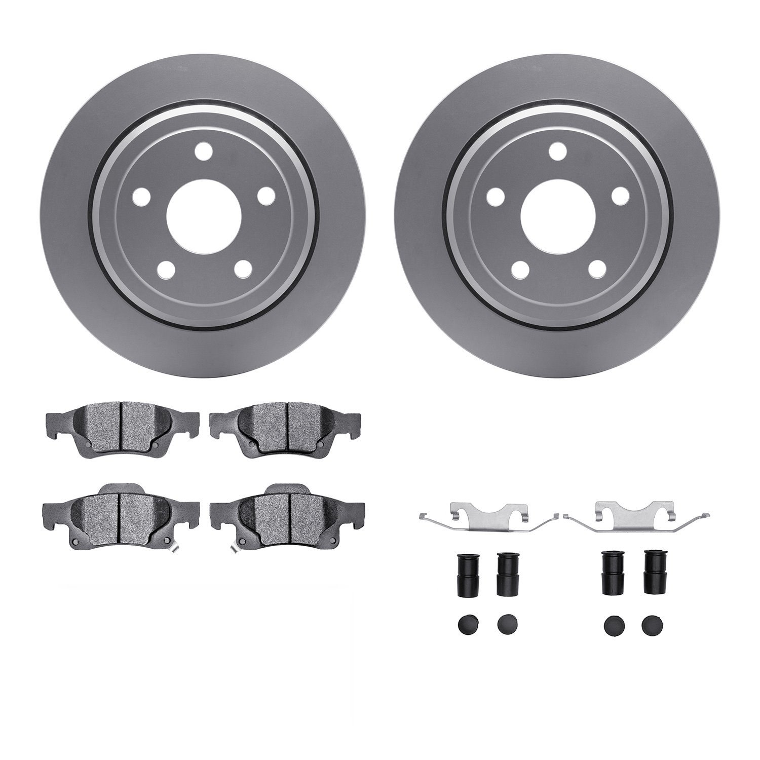 4312-42024 Geospec Brake Rotors with 3000-Series Ceramic Brake Pads & Hardware, Fits Select Mopar, Position: Rear
