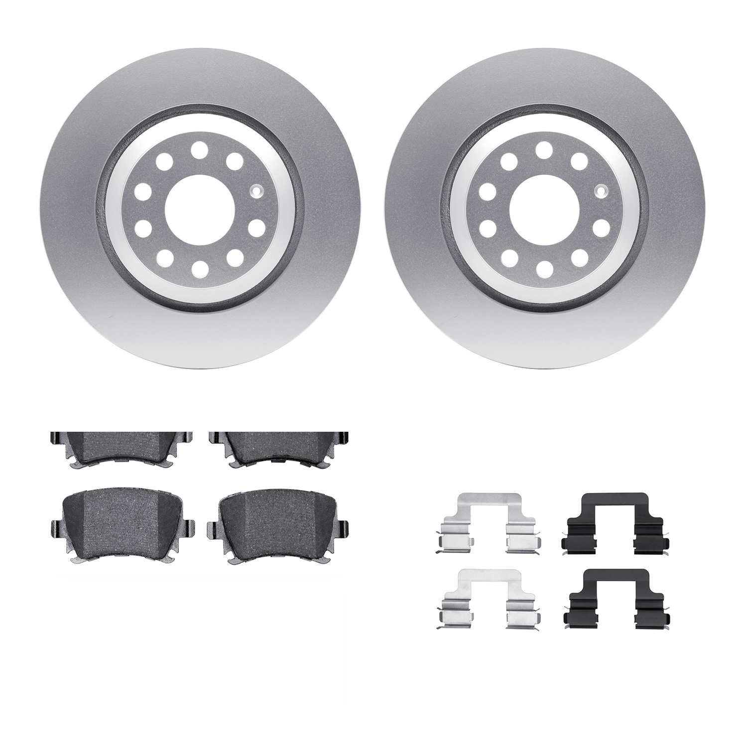 4312-74037 Geospec Brake Rotors with 3000-Series Ceramic Brake Pads & Hardware, 2006-2021 Audi/Volkswagen, Position: Rear