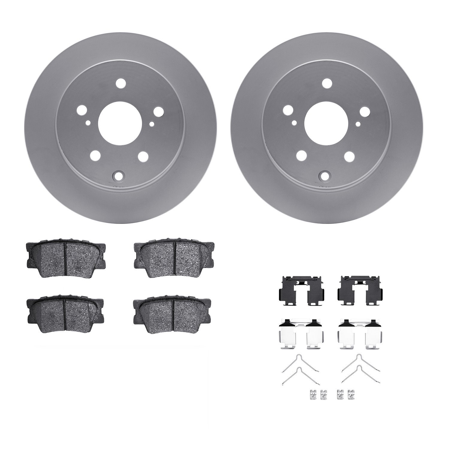 4312-76087 Geospec Brake Rotors with 3000-Series Ceramic Brake Pads & Hardware, 2006-2018 Lexus/Toyota/Scion, Position: Rear