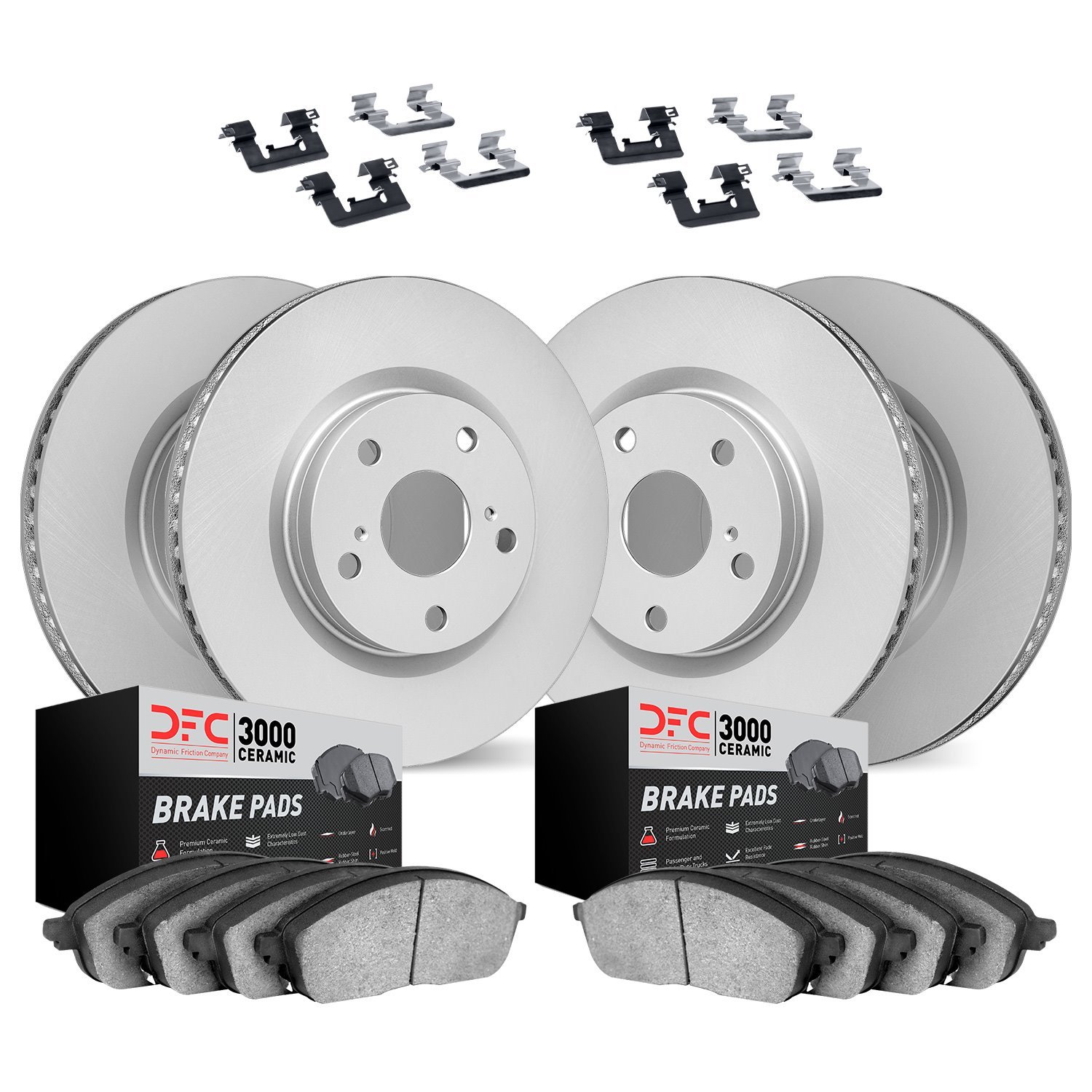 4314-52009 Geospec Brake Rotors with 3000-Series Ceramic Brake Pads & Hardware, 2008-2009 GM, Position: Front and Rear