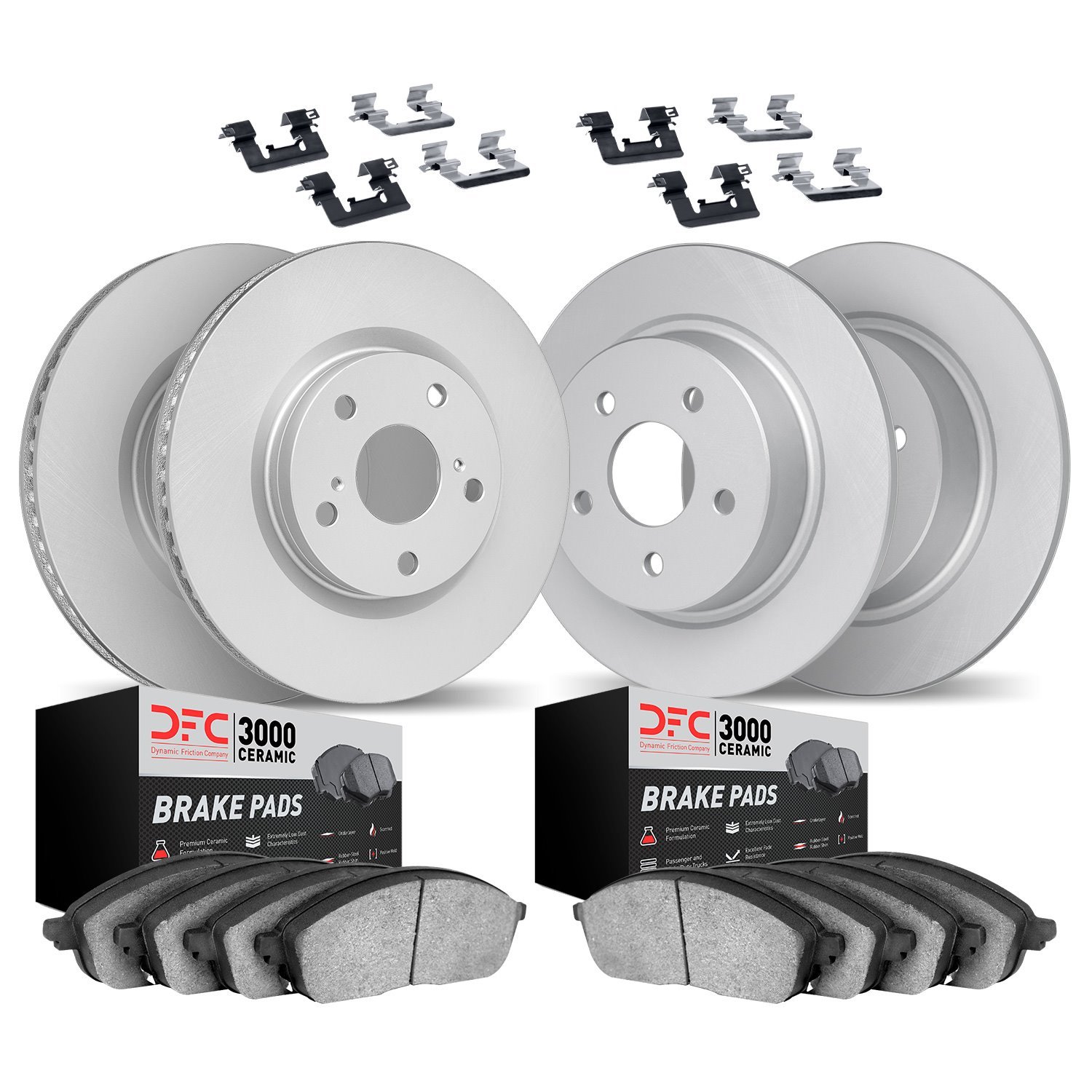 4314-58007 Geospec Brake Rotors with 3000-Series Ceramic Brake Pads & Hardware, 2016-2016 Acura/Honda, Position: Front and Rear