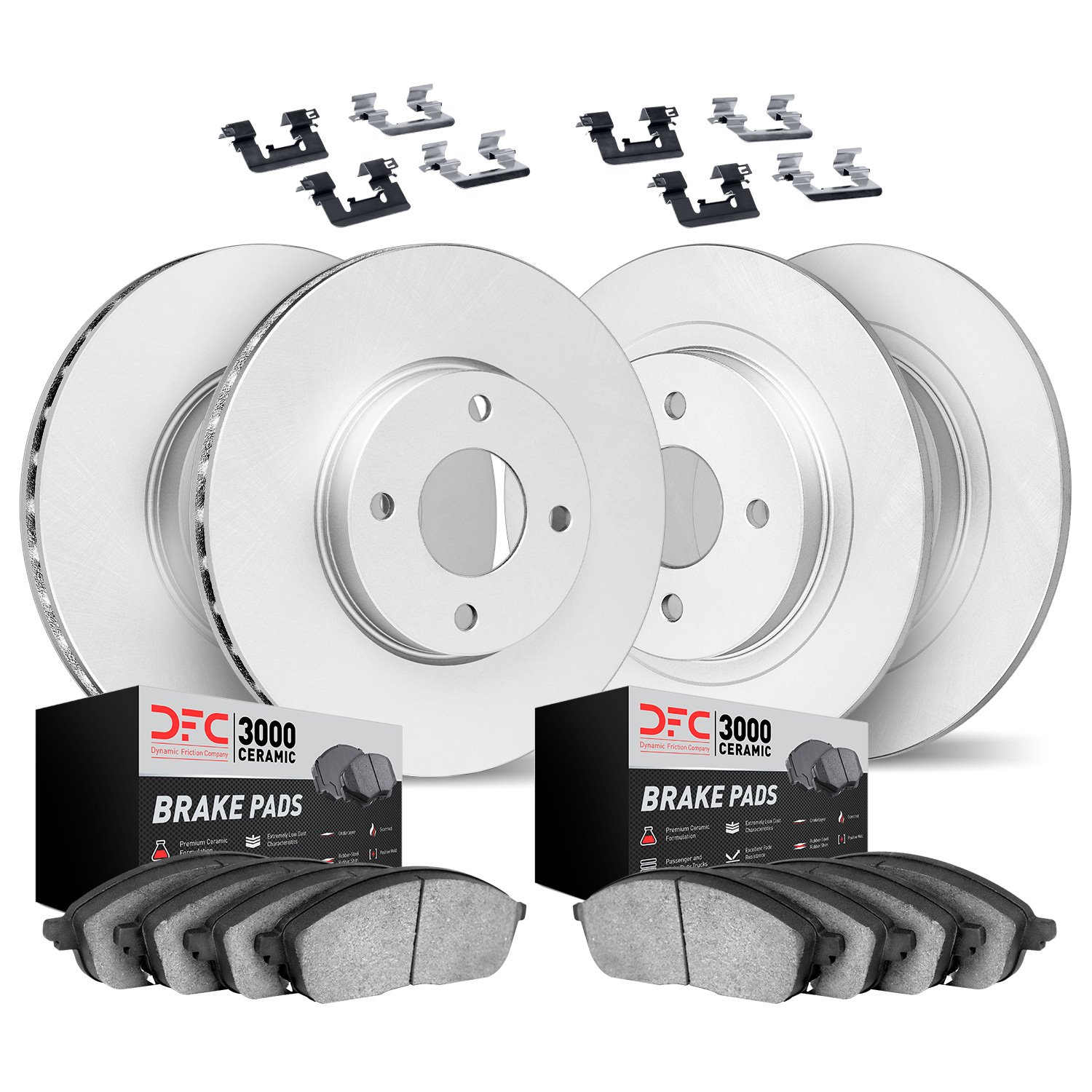 4314-59004 Geospec Brake Rotors with 3000-Series Ceramic Brake Pads & Hardware, 1990-1993 Acura/Honda, Position: Front and Rear