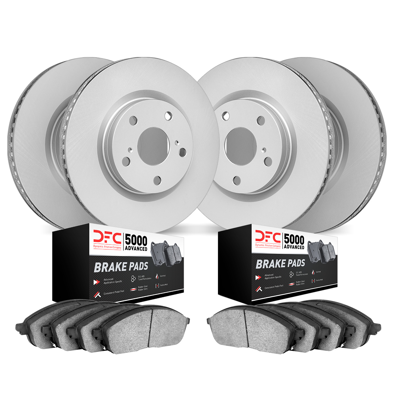 4504-31118 Geospec Brake Rotors w/5000 Advanced Brake Pads Kit, 2012-2021 BMW, Position: Front and Rear