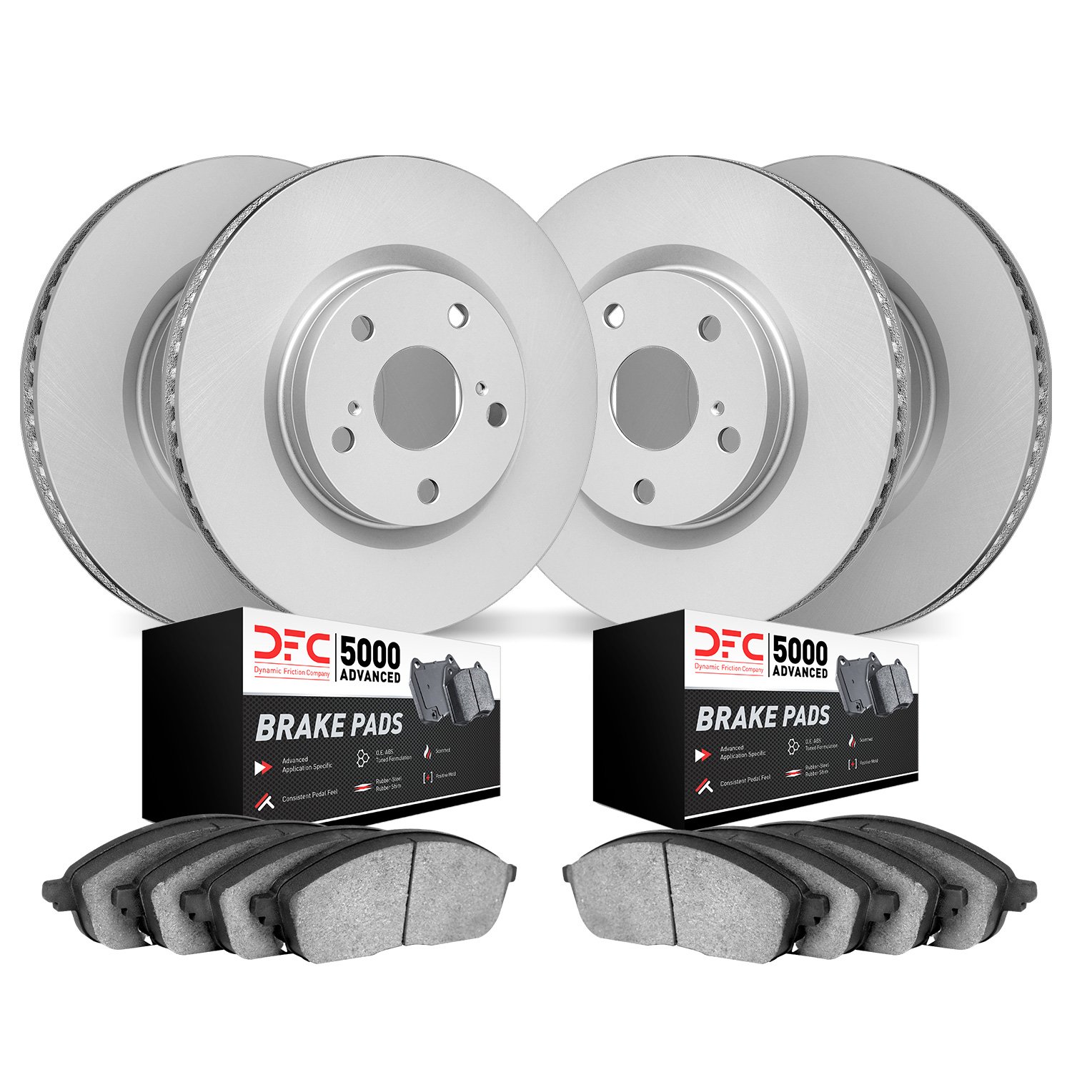 4504-73041 Geospec Brake Rotors w/5000 Advanced Brake Pads Kit, 2014-2017 Audi/Volkswagen, Position: Front and Rear