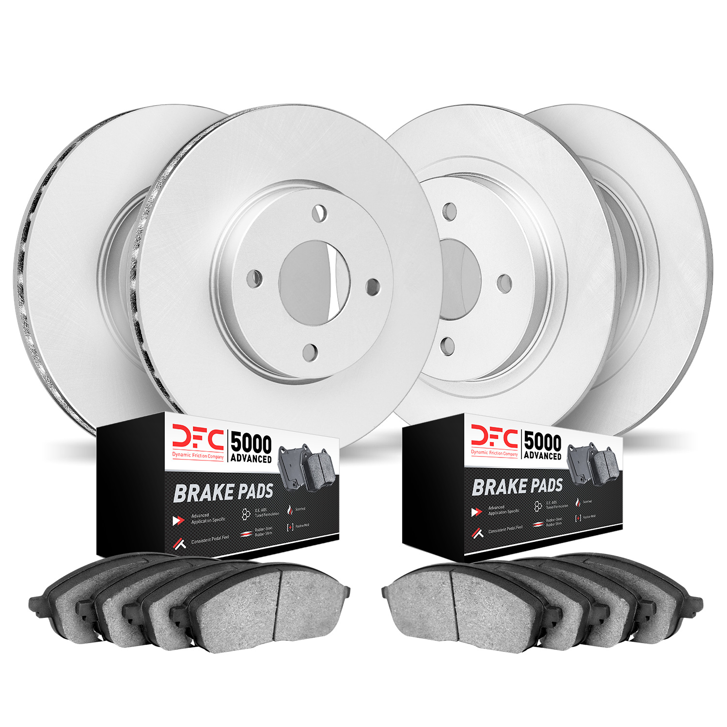 4504-80016 Geospec Brake Rotors w/5000 Advanced Brake Pads Kit, Fits Select Multiple Makes/Models, Position: Front and Rear