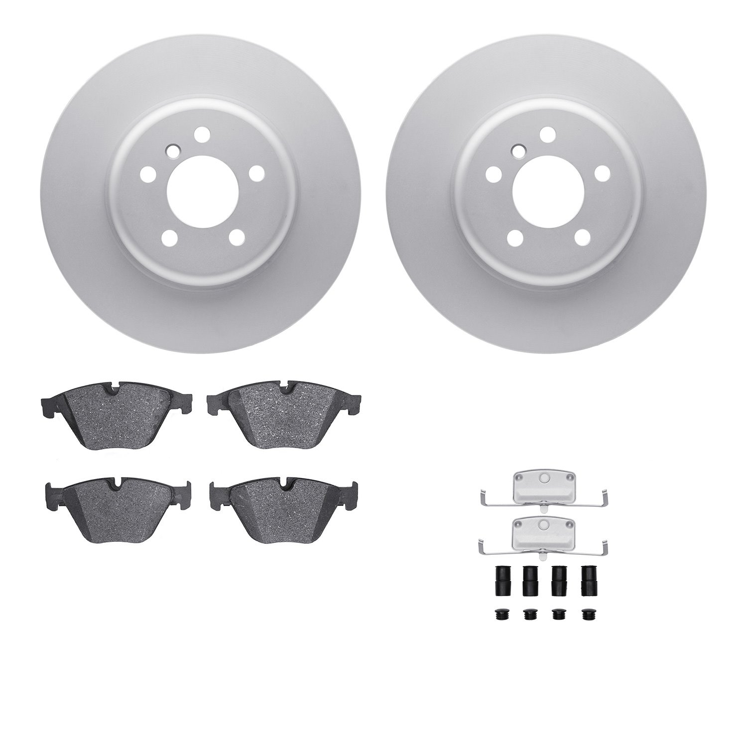4512-31229 Geospec Brake Rotors w/5000 Advanced Brake Pads Kit & Hardware, 2012-2019 BMW, Position: Front