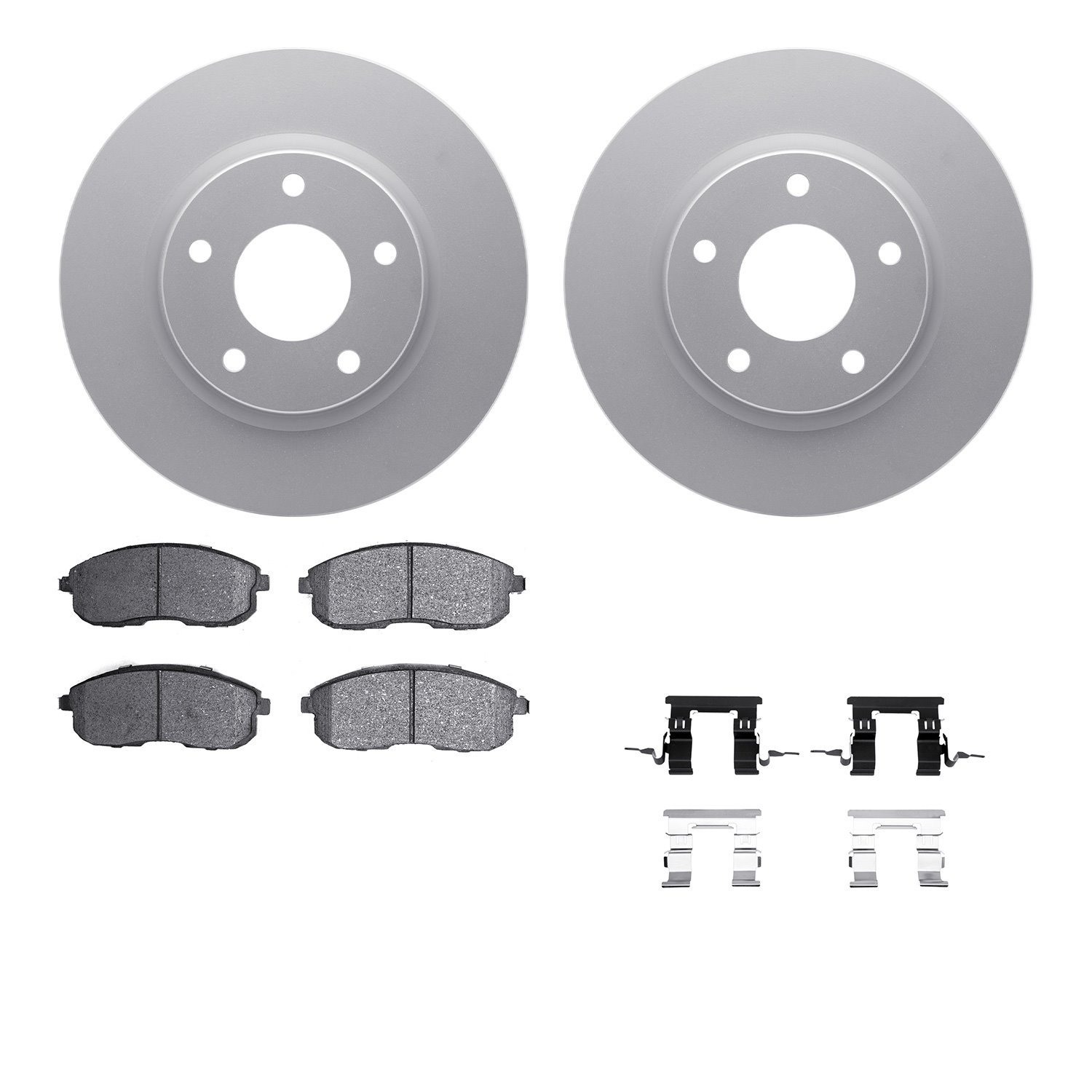 4512-67116 Geospec Brake Rotors w/5000 Advanced Brake Pads Kit & Hardware, 2013-2019 Infiniti/Nissan, Position: Front