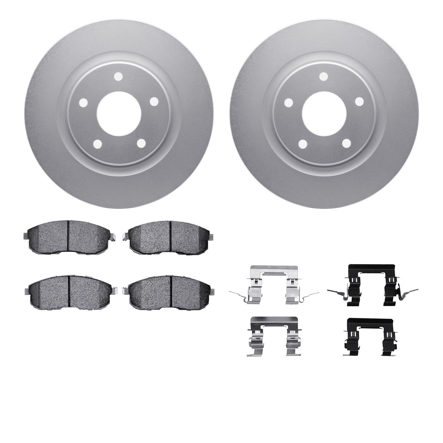 4512-67145 Geospec Brake Rotors w/5000 Advanced Brake Pads Kit & Hardware, 2011-2019 Infiniti/Nissan, Position: Front