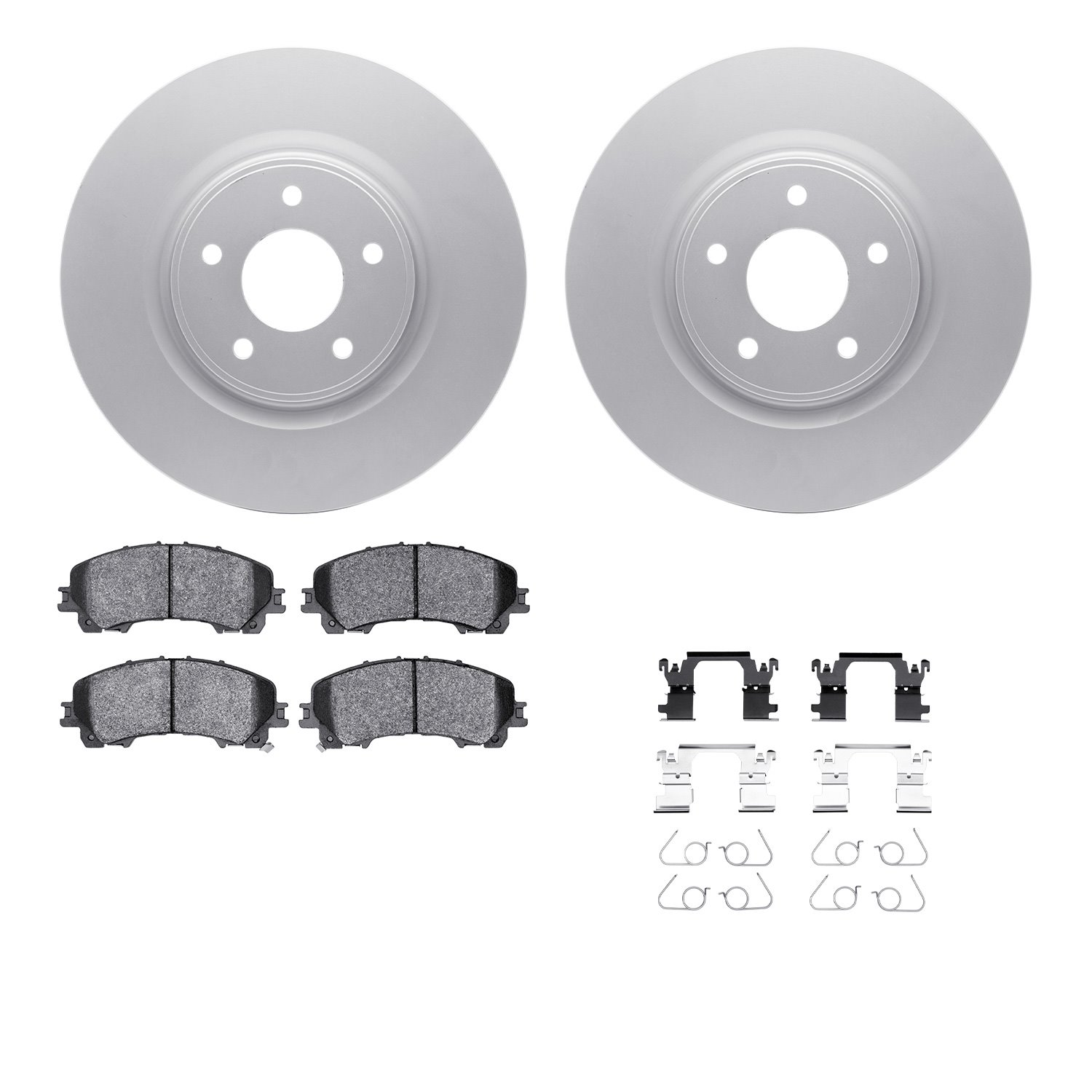 4512-67150 Geospec Brake Rotors w/5000 Advanced Brake Pads Kit & Hardware, 2014-2019 Infiniti/Nissan, Position: Front