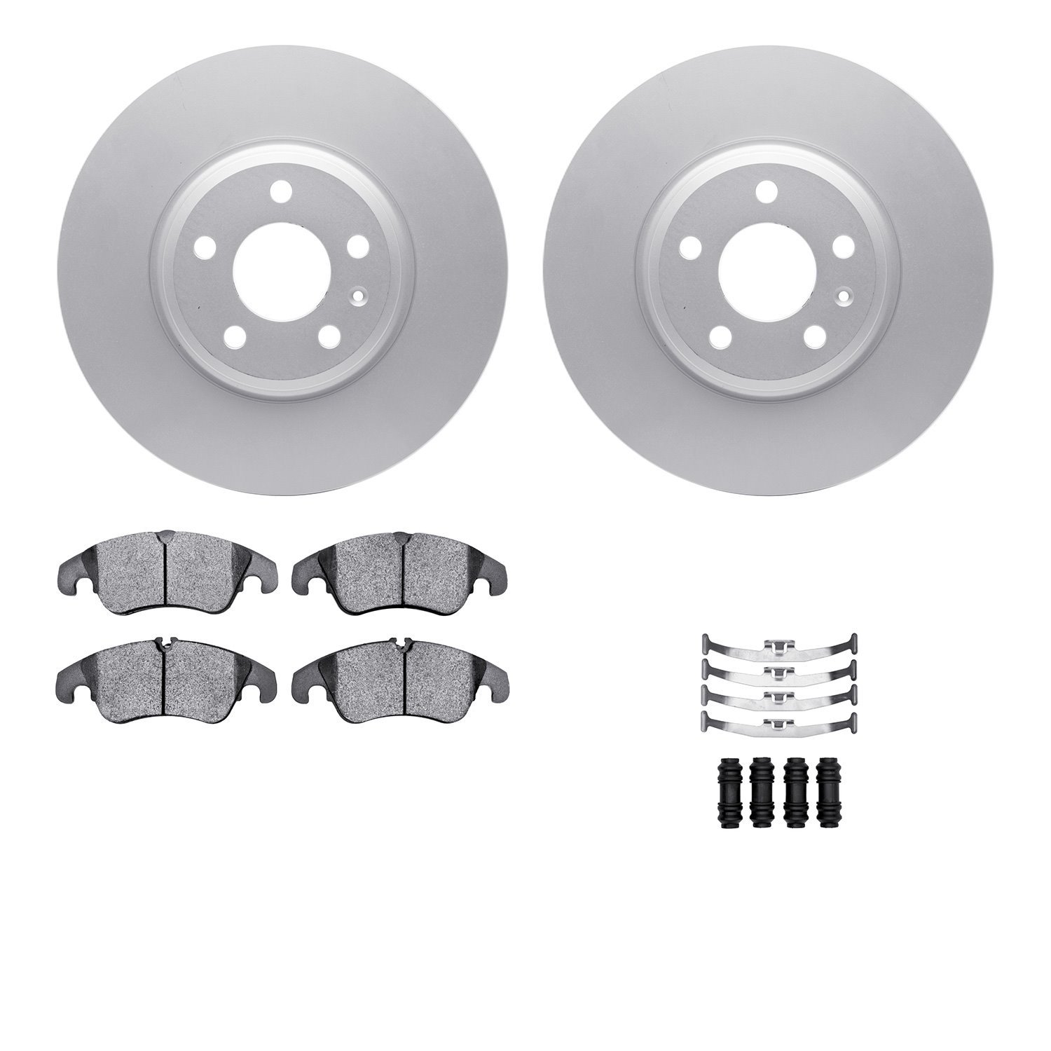 4512-73140 Geospec Brake Rotors w/5000 Advanced Brake Pads Kit & Hardware, 2009-2012 Audi/Volkswagen, Position: Front