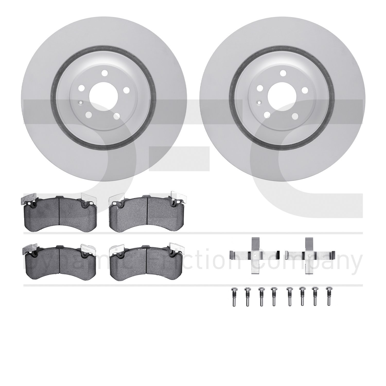 4512-73164 Geospec Brake Rotors w/5000 Advanced Brake Pads Kit & Hardware, 2012-2018 Audi/Volkswagen, Position: Front
