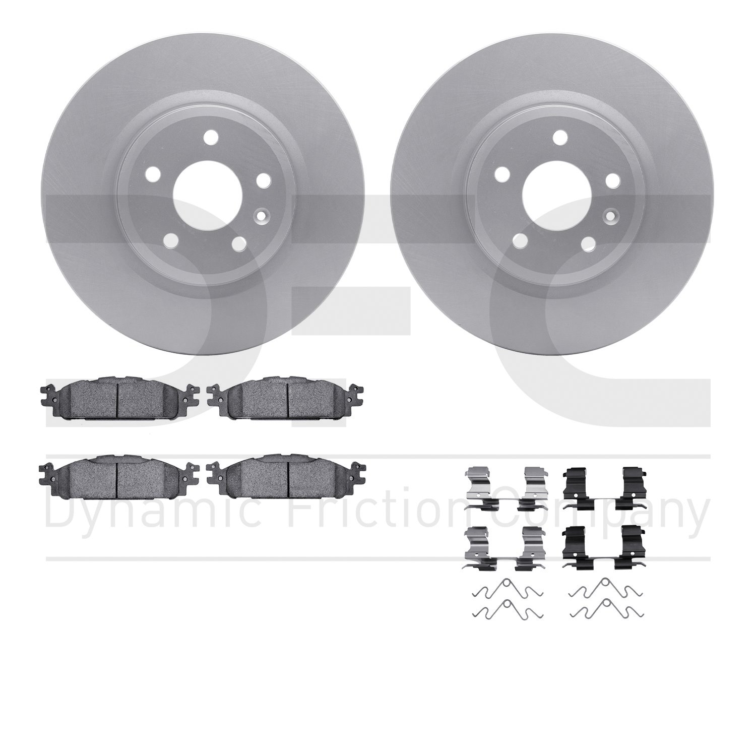 4512-99099 Geospec Brake Rotors w/5000 Advanced Brake Pads Kit & Hardware, 2011-2019 Ford/Lincoln/Mercury/Mazda, Position: Front