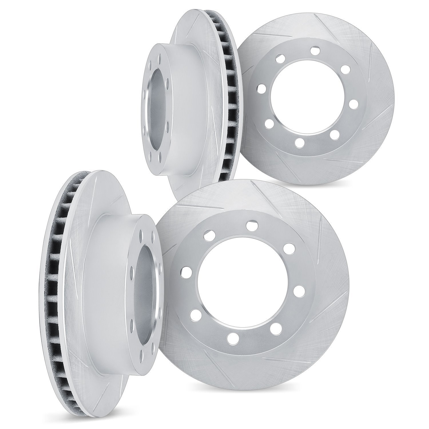 5004-40135 Slotted Brake Rotors [Silver], 2000-2002 Mopar, Position: Front and Rear