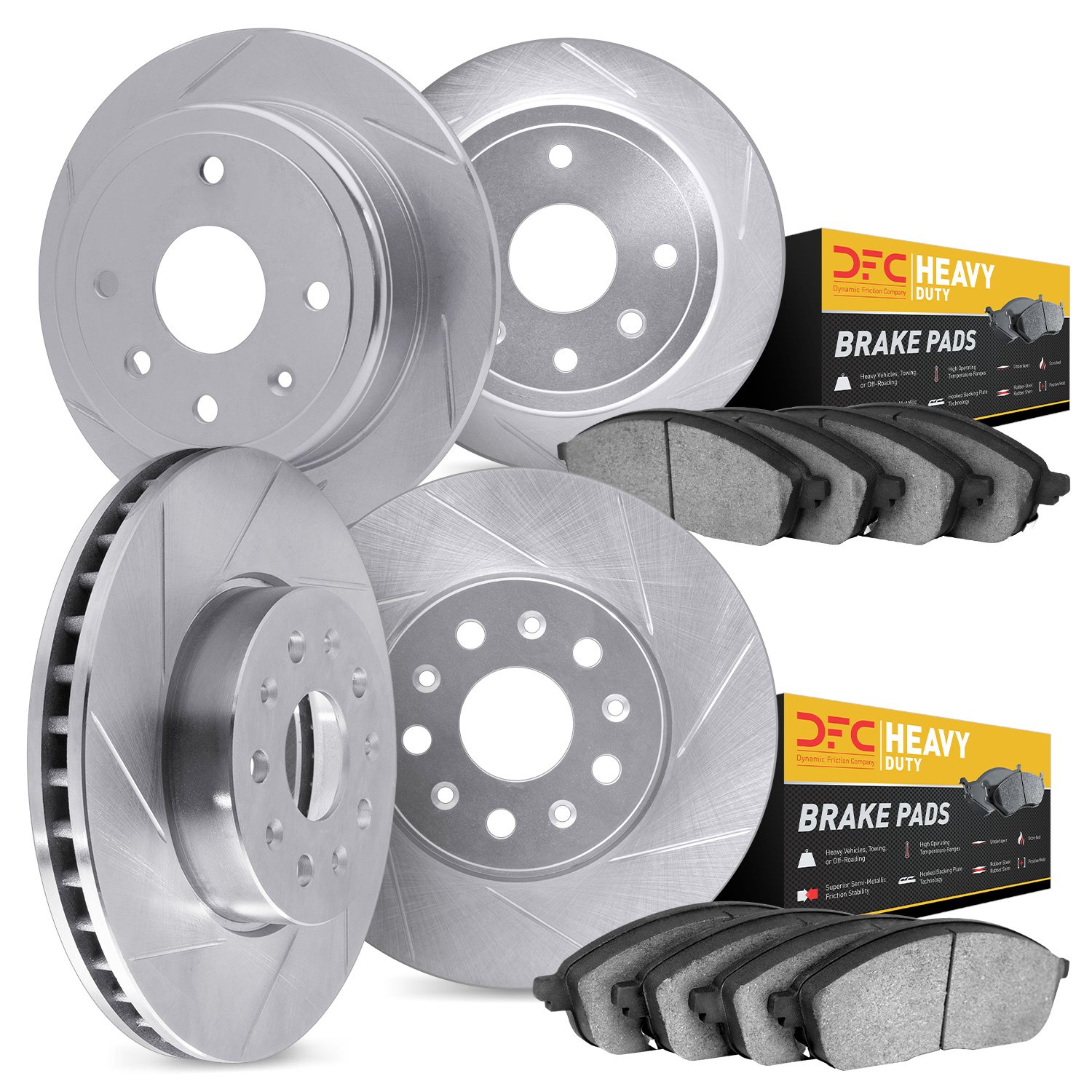5204-54001 Slotted Brake Rotors w/Heavy-Duty Brake Pads Kits [Silver], 2006-2010 Ford/Lincoln/Mercury/Mazda, Position: Front and