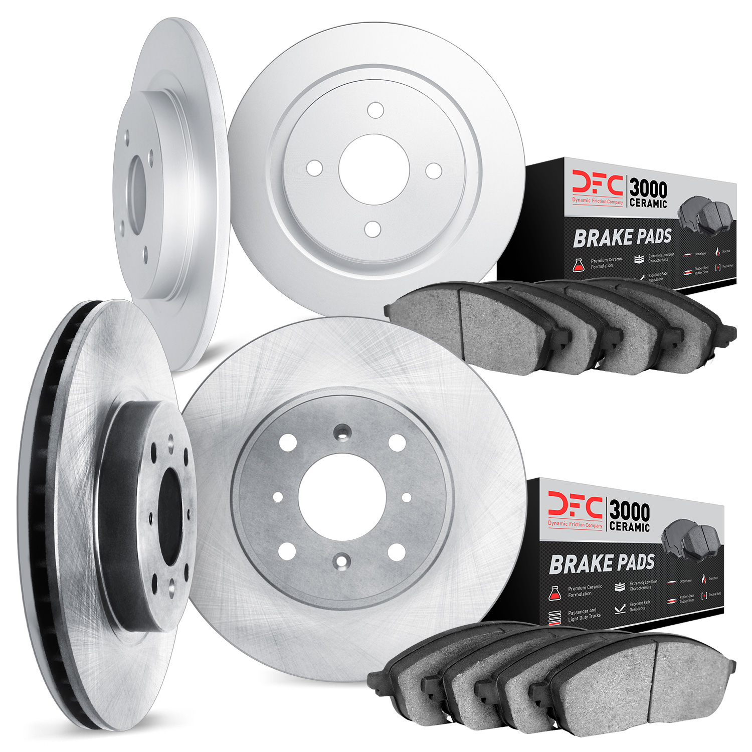 6304-07006 Brake Rotors with 3000-Series Ceramic Brake Pads Kit, 2012-2019 Mopar, Position: Front and Rear