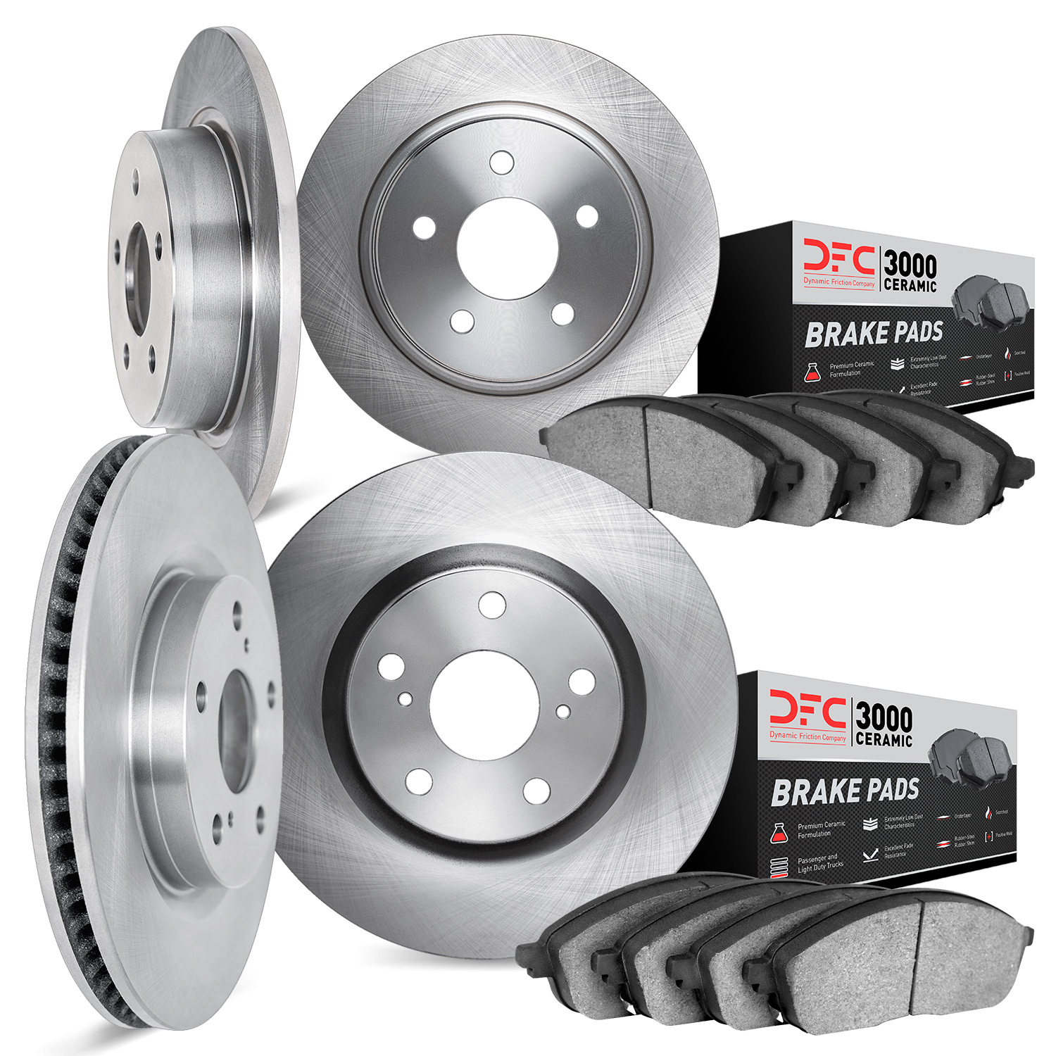 6304-27073 Brake Rotors with 3000-Series Ceramic Brake Pads Kit, 2013-2015 Land Rover, Position: Front and Rear