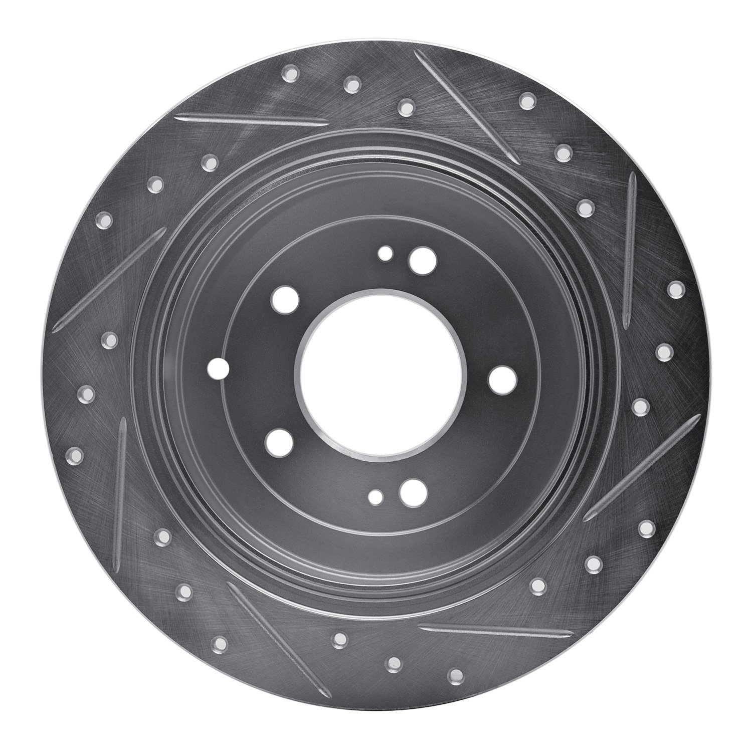 631-03052L Drilled/Slotted Brake Rotor [Silver], Fits Select Kia/Hyundai/Genesis, Position: Rear Left