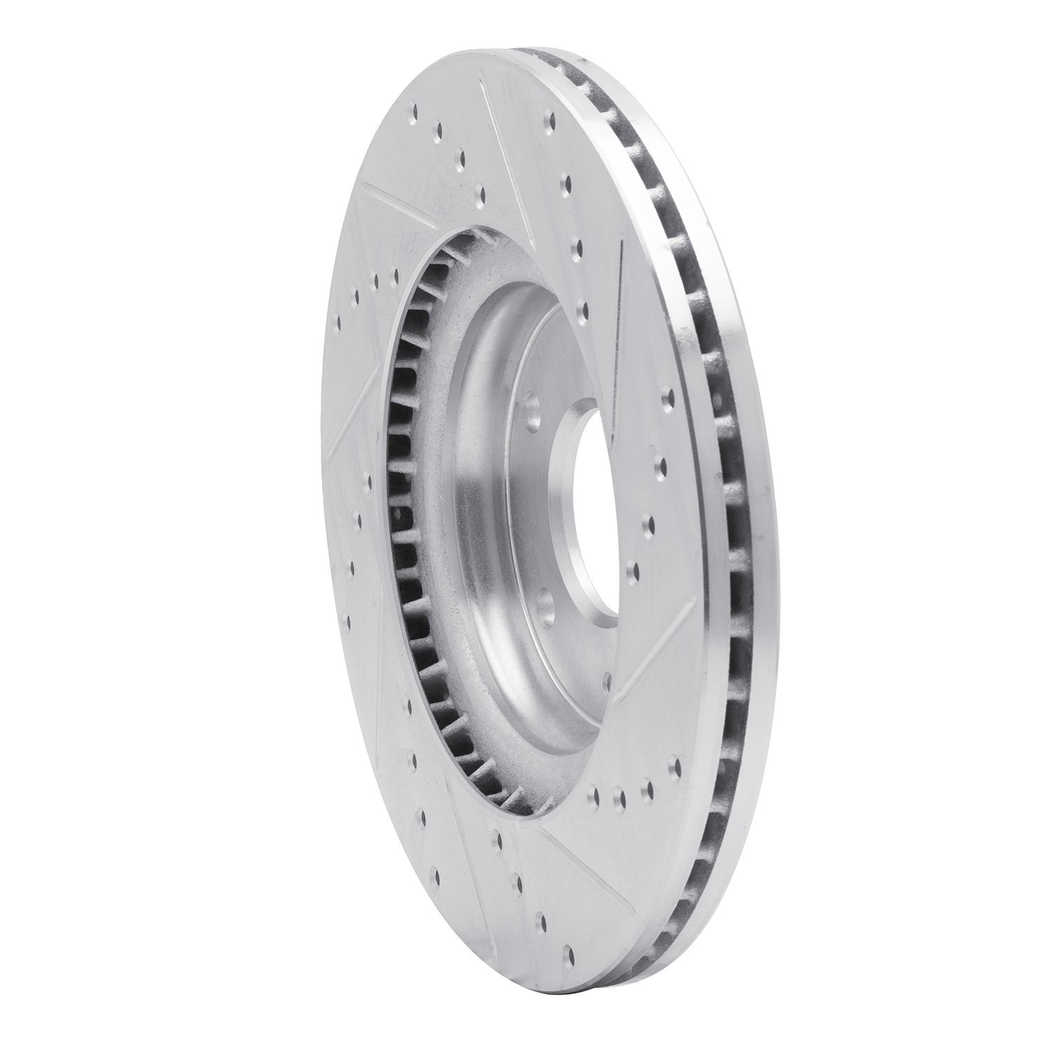 631-03054L Drilled/Slotted Brake Rotor [Silver], Fits Select Kia/Hyundai/Genesis, Position: Front Left