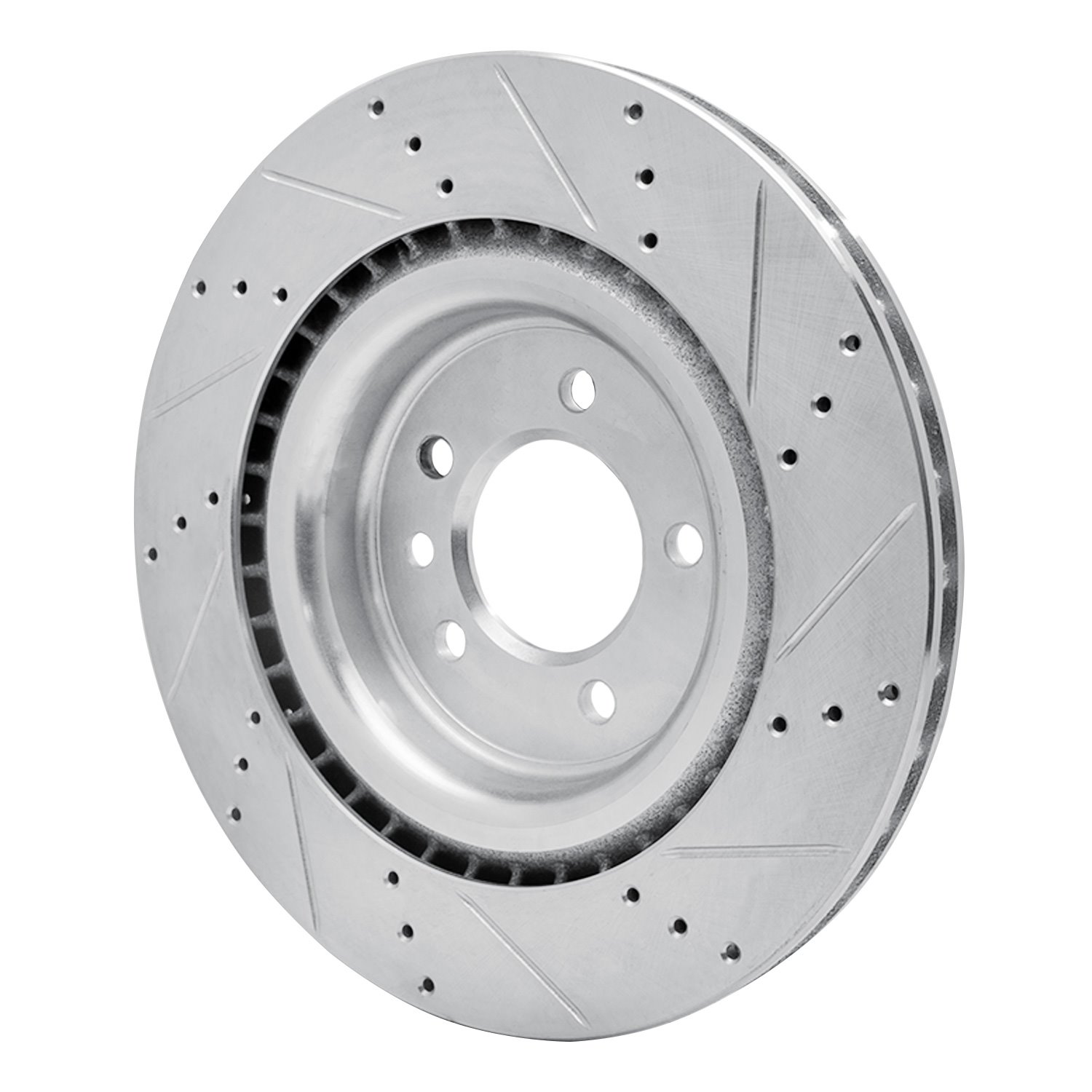 631-11026L Drilled/Slotted Brake Rotor [Silver], Fits Select Land Rover, Position: Rear Left