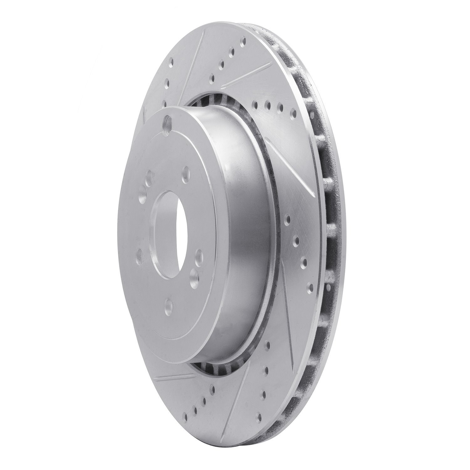 631-21039L Drilled/Slotted Brake Rotor [Silver], Fits Select Kia/Hyundai/Genesis, Position: Rear Left