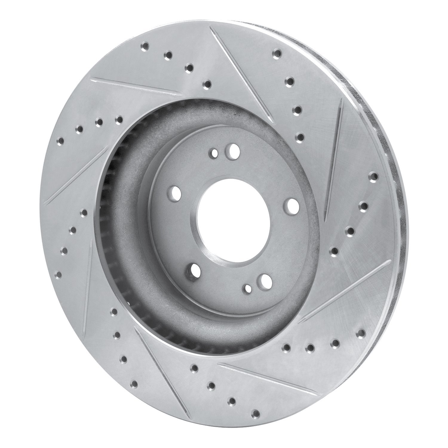 631-21040L Drilled/Slotted Brake Rotor [Silver], Fits Select Kia/Hyundai/Genesis, Position: Front Left