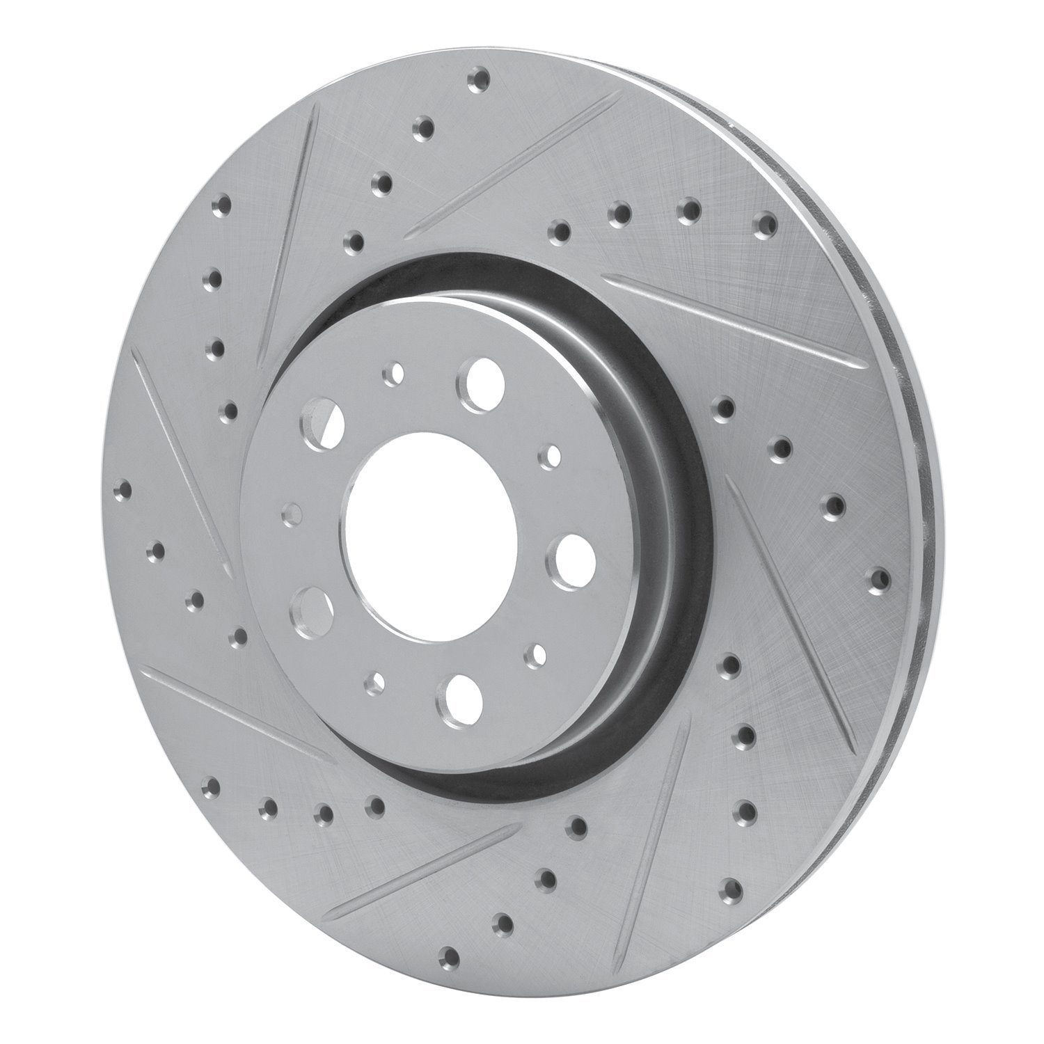 631-27038L Drilled/Slotted Brake Rotor [Silver], 2003-2009 Volvo, Position: Front Left