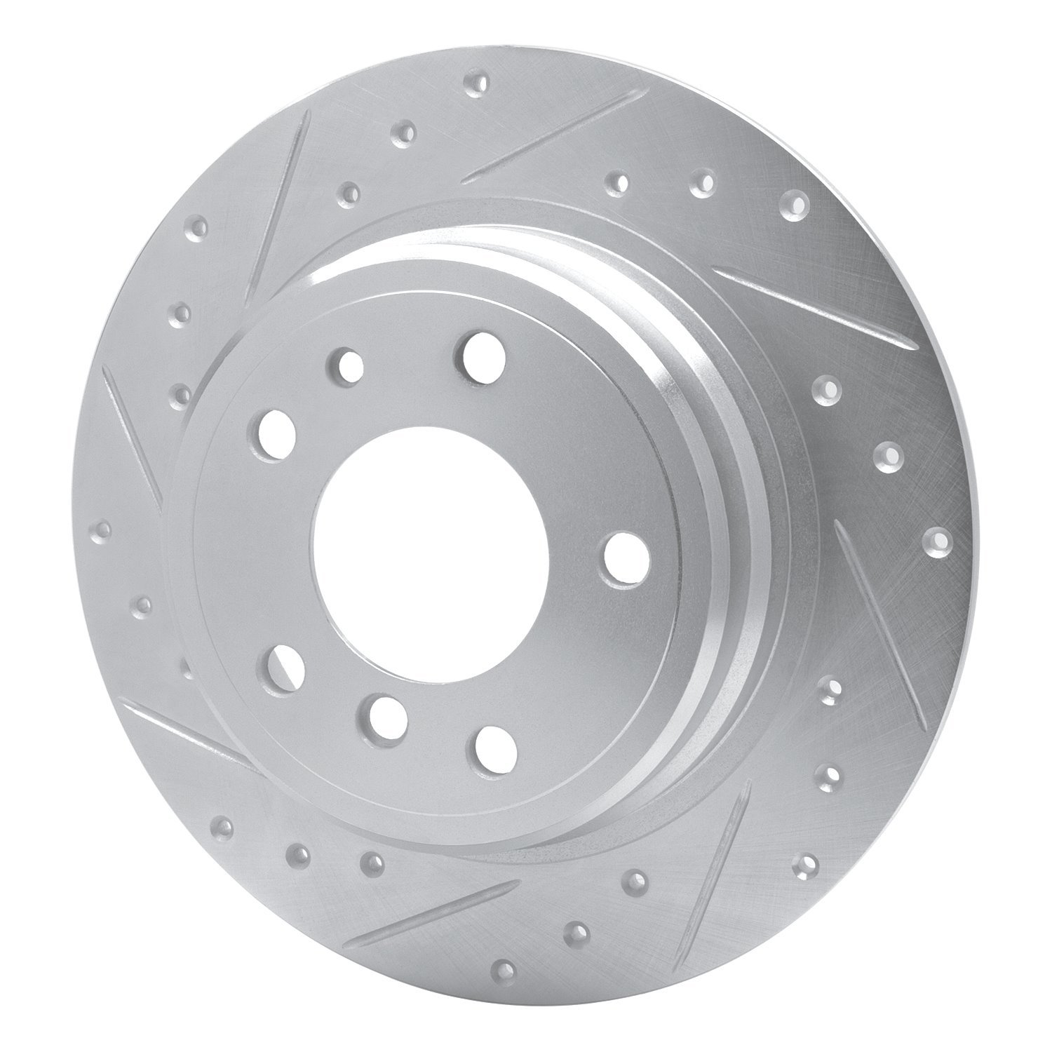 631-31024L Drilled/Slotted Brake Rotor [Silver], 1989-1995 BMW, Position: Rear Left