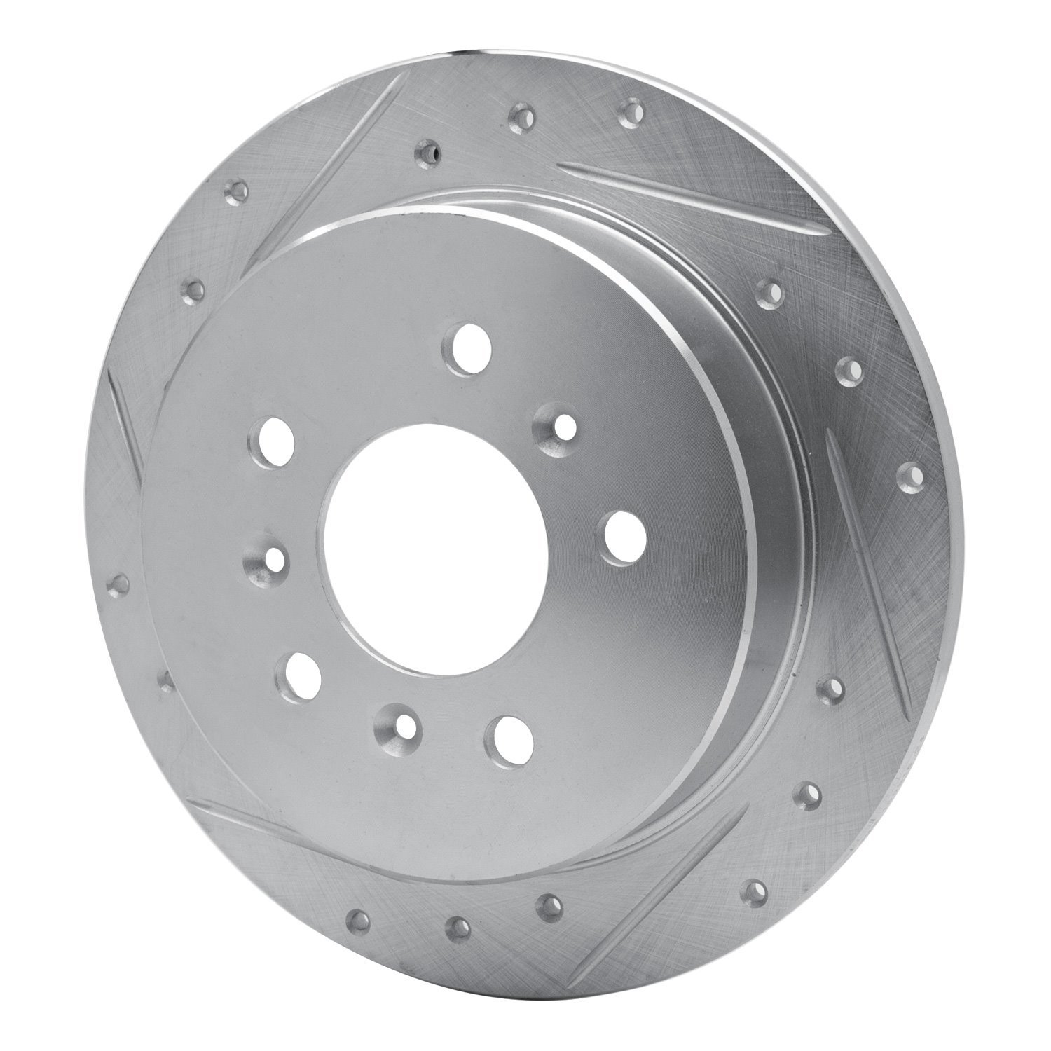 631-45011L Drilled/Slotted Brake Rotor [Silver], 2006-2010 GM, Position: Rear Left