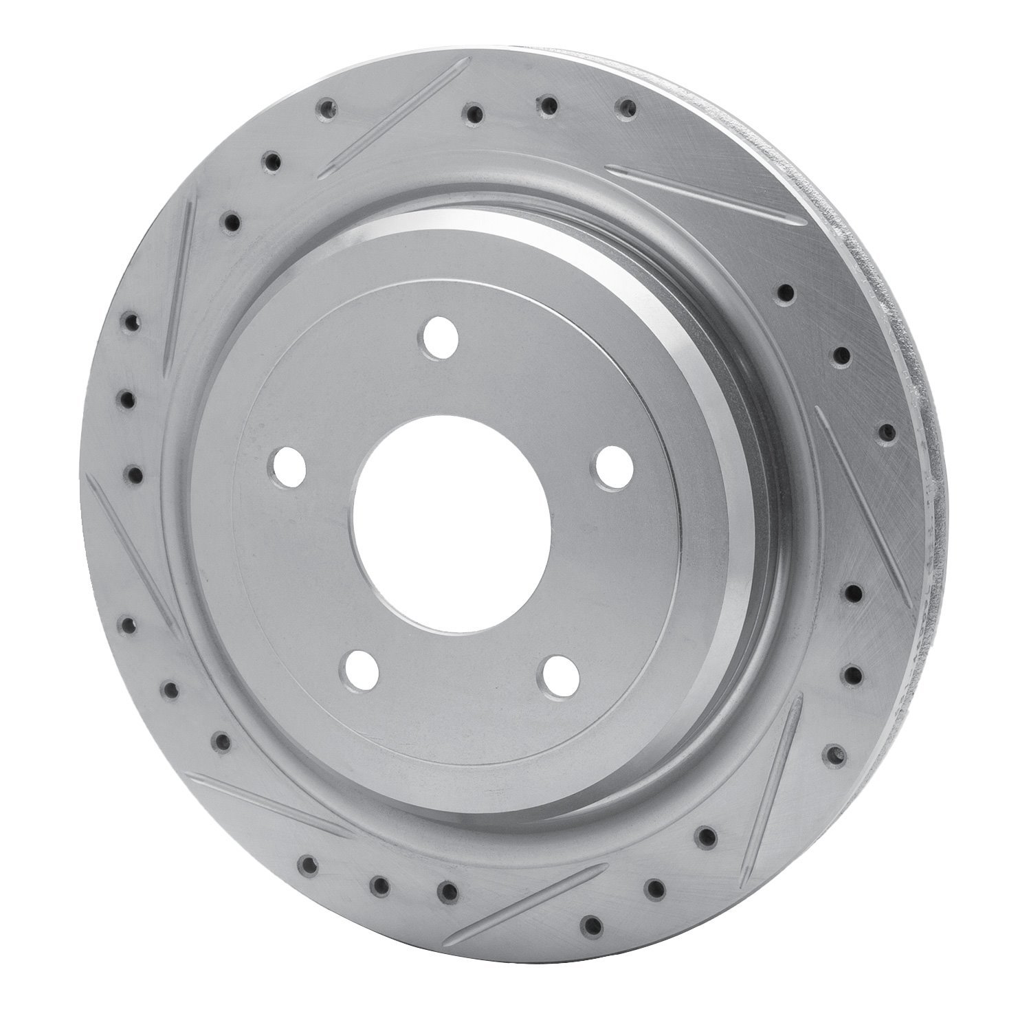 631-46009L Drilled/Slotted Brake Rotor [Silver], 1997-2013 GM, Position: Rear Left