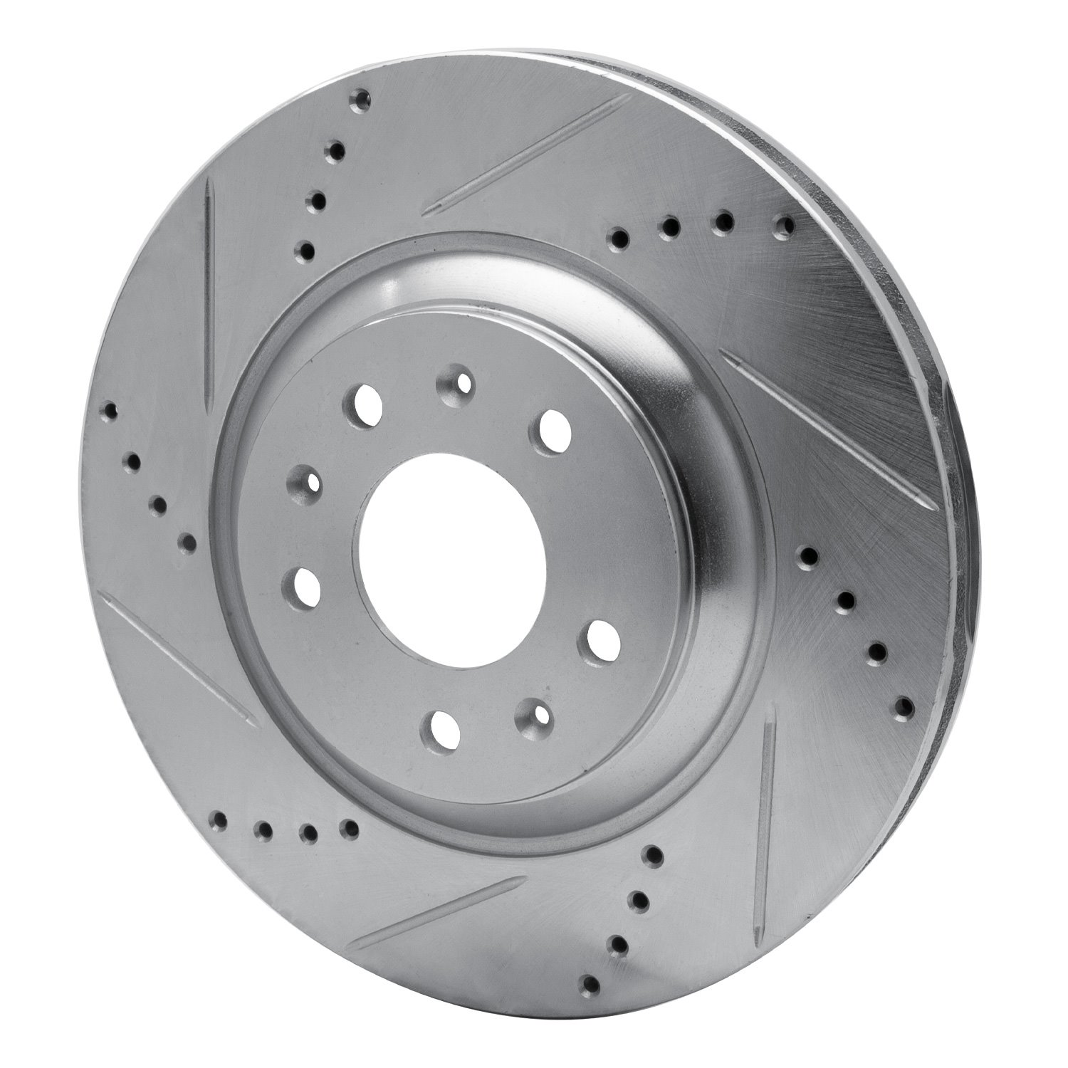 631-46017L Drilled/Slotted Brake Rotor [Silver], 2004-2008 GM, Position: Front Left