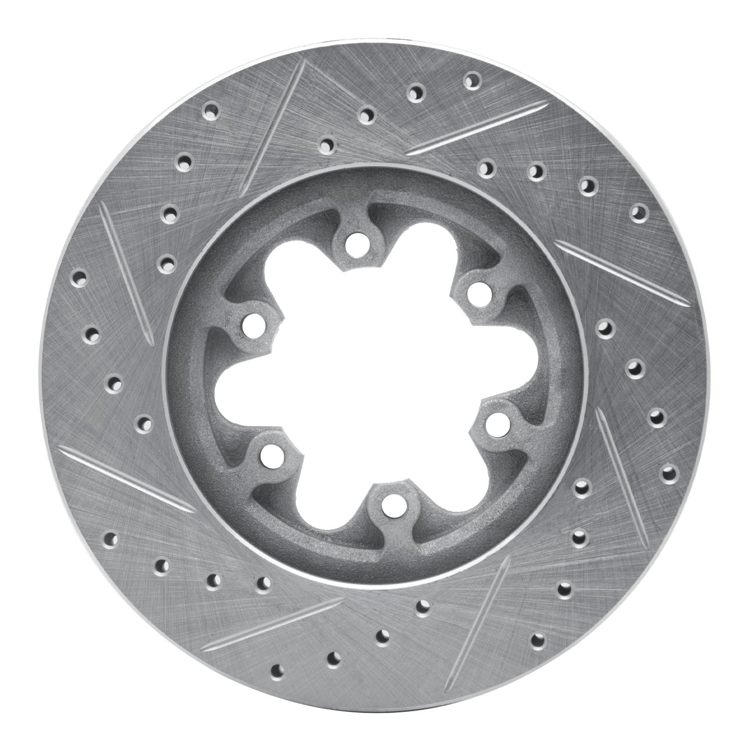 631-48049R Drilled/Slotted Brake Rotor [Silver], 2004-2008 GM, Position: Front Right